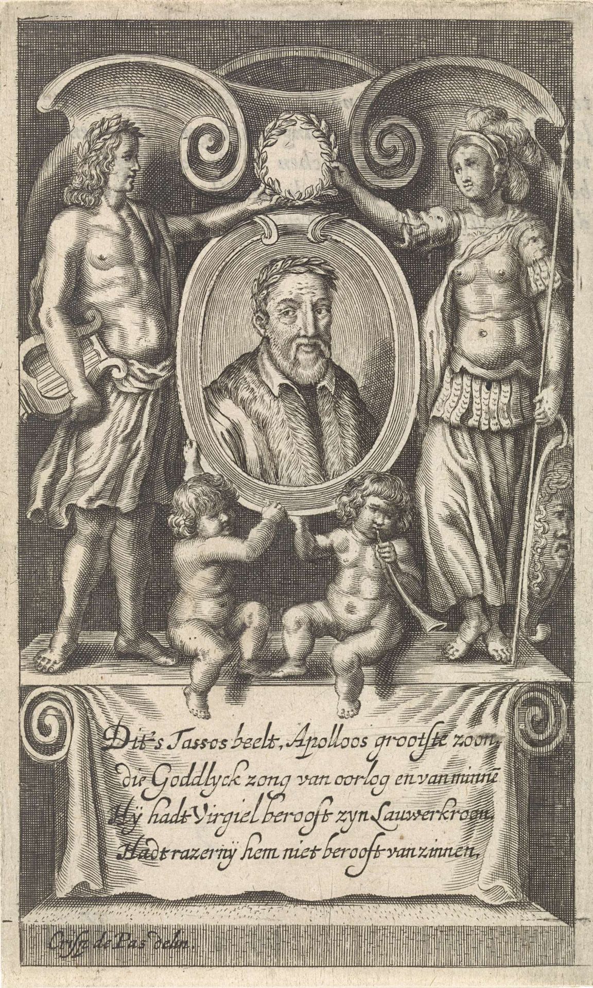 Portret van Torquato Tasso by Crispijn van de (II) Passe