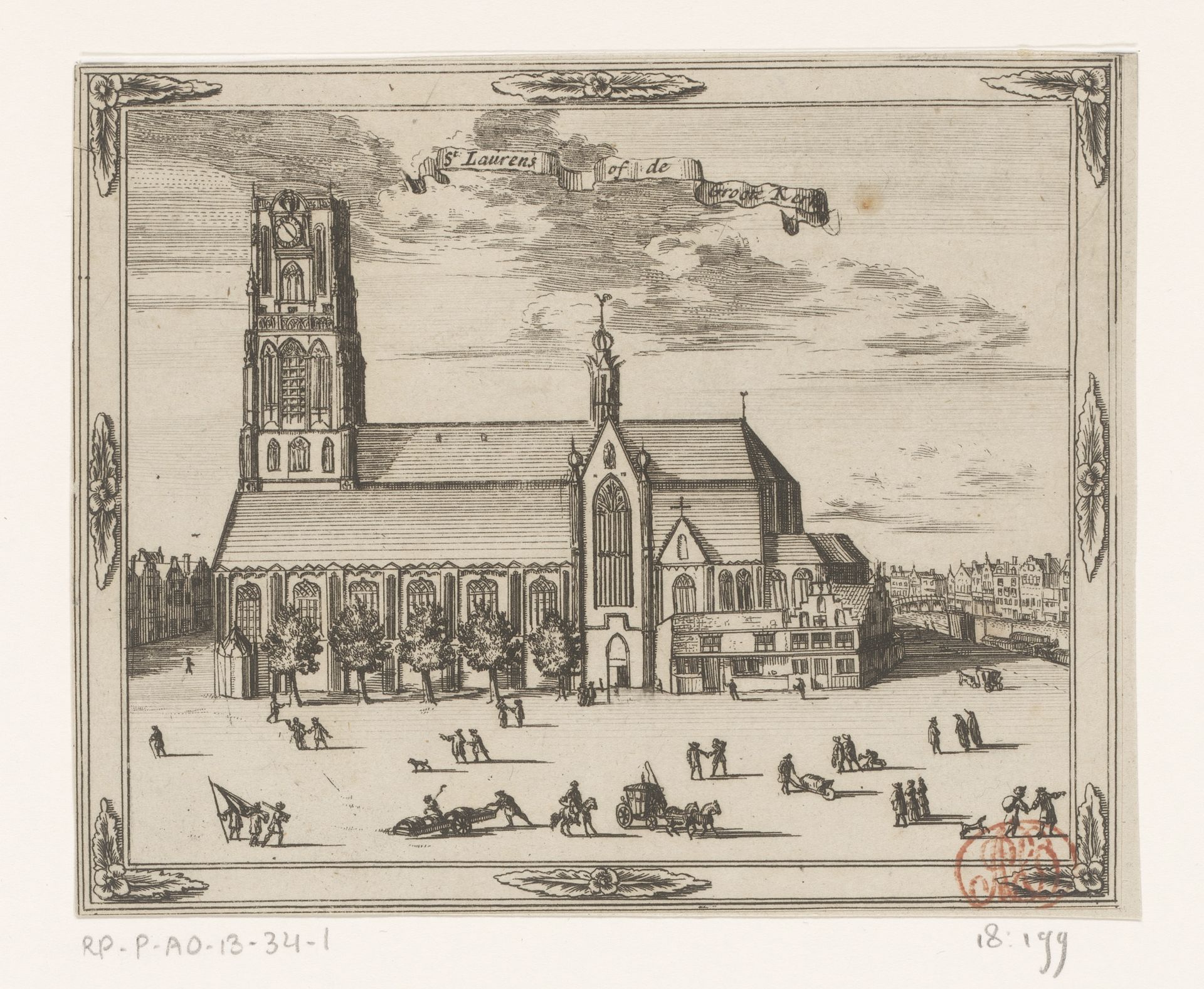 Gezicht op de Grote of Sint-Laurenskerk by Jacobus Harrewijn