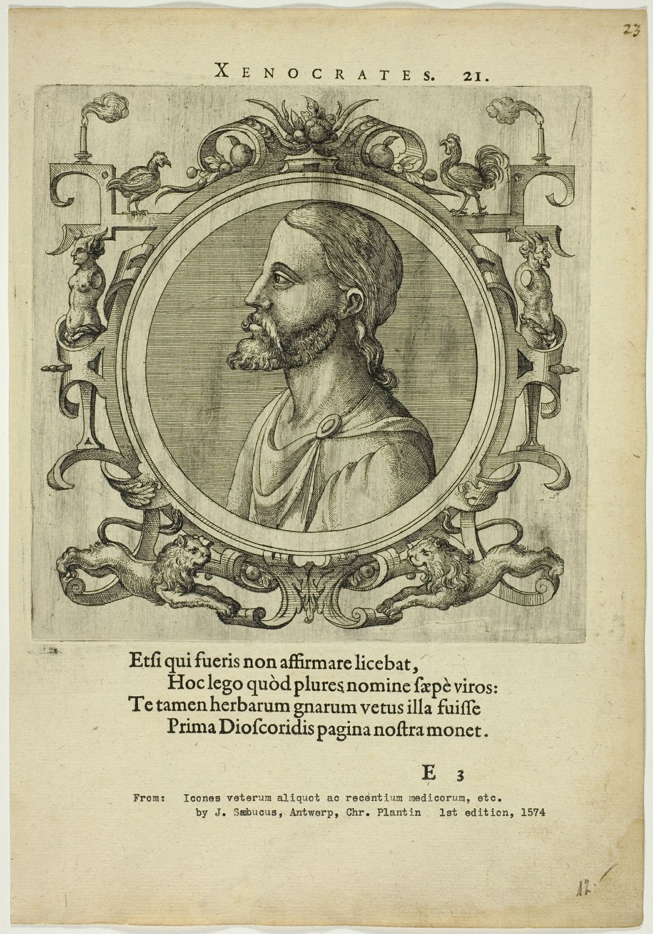 Portrait of Xenocrates by Johannes Sambucus