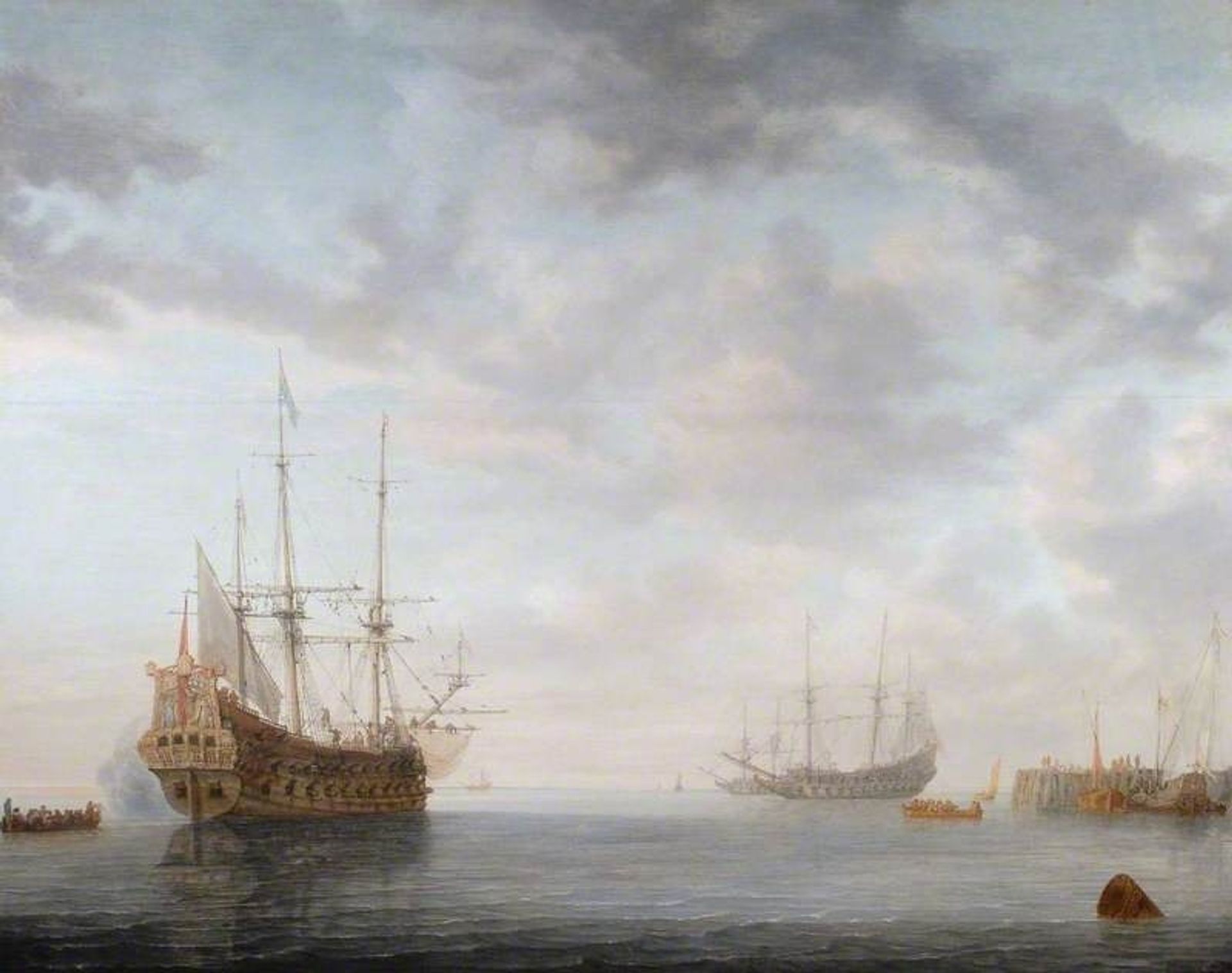 Dutch Men of War at Anchor by Simon de Vlieger