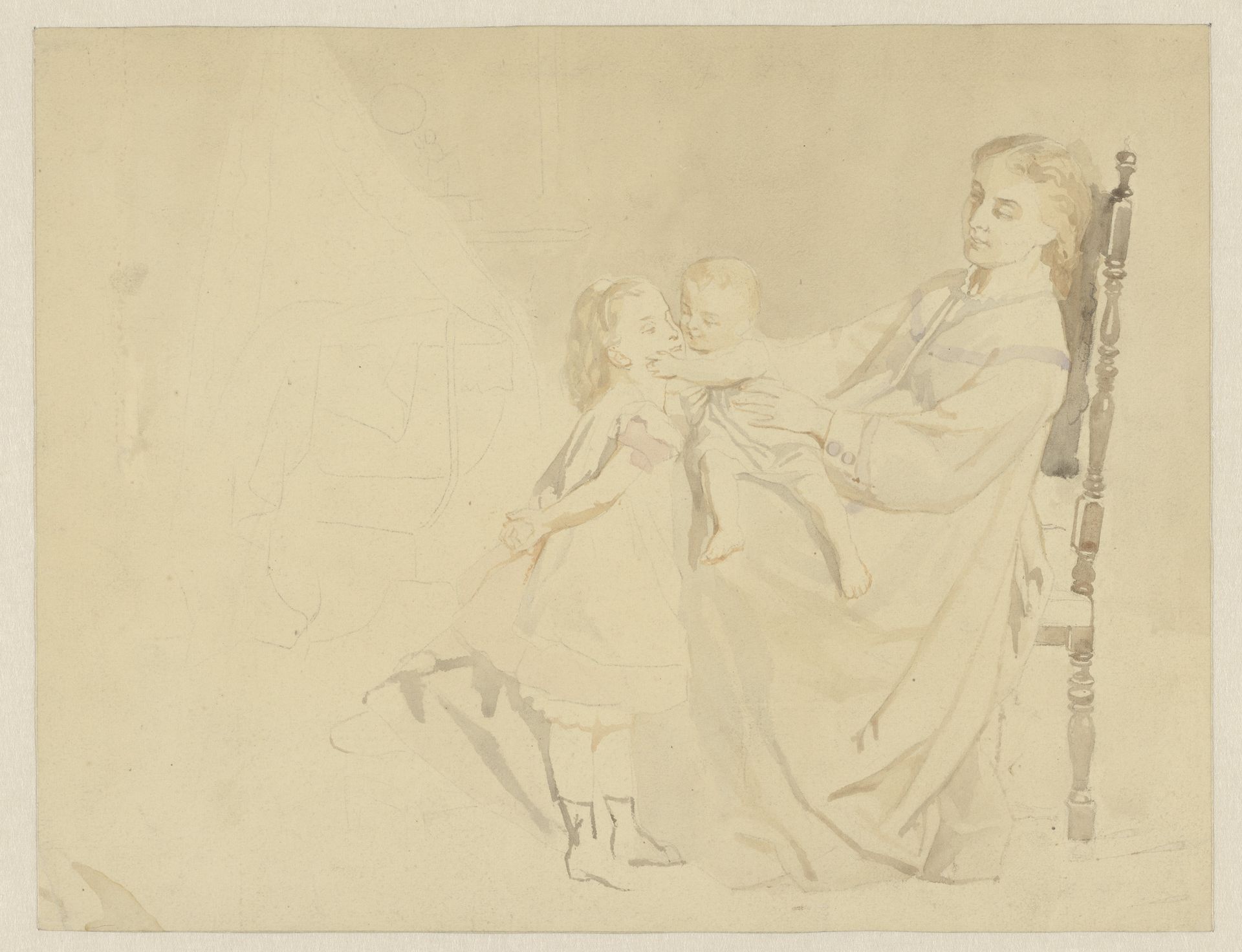 Moeder met twee kinderen by Albert Neuhuys