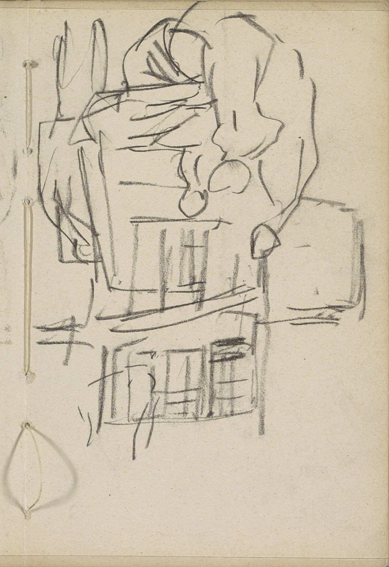 Figuren bij een wagen voor een gebouw by George Hendrik Breitner