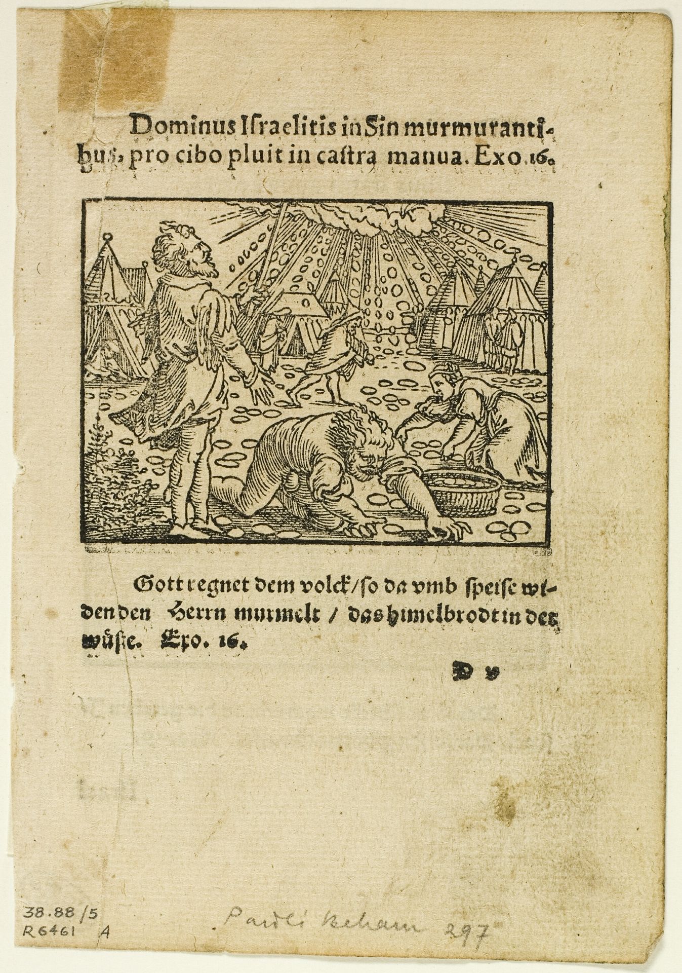 The Rain of Manna from Biblische Historien Künstlich fürgemalt, plate five from Woodcuts from Books of the XVI Century by Sebald Beham