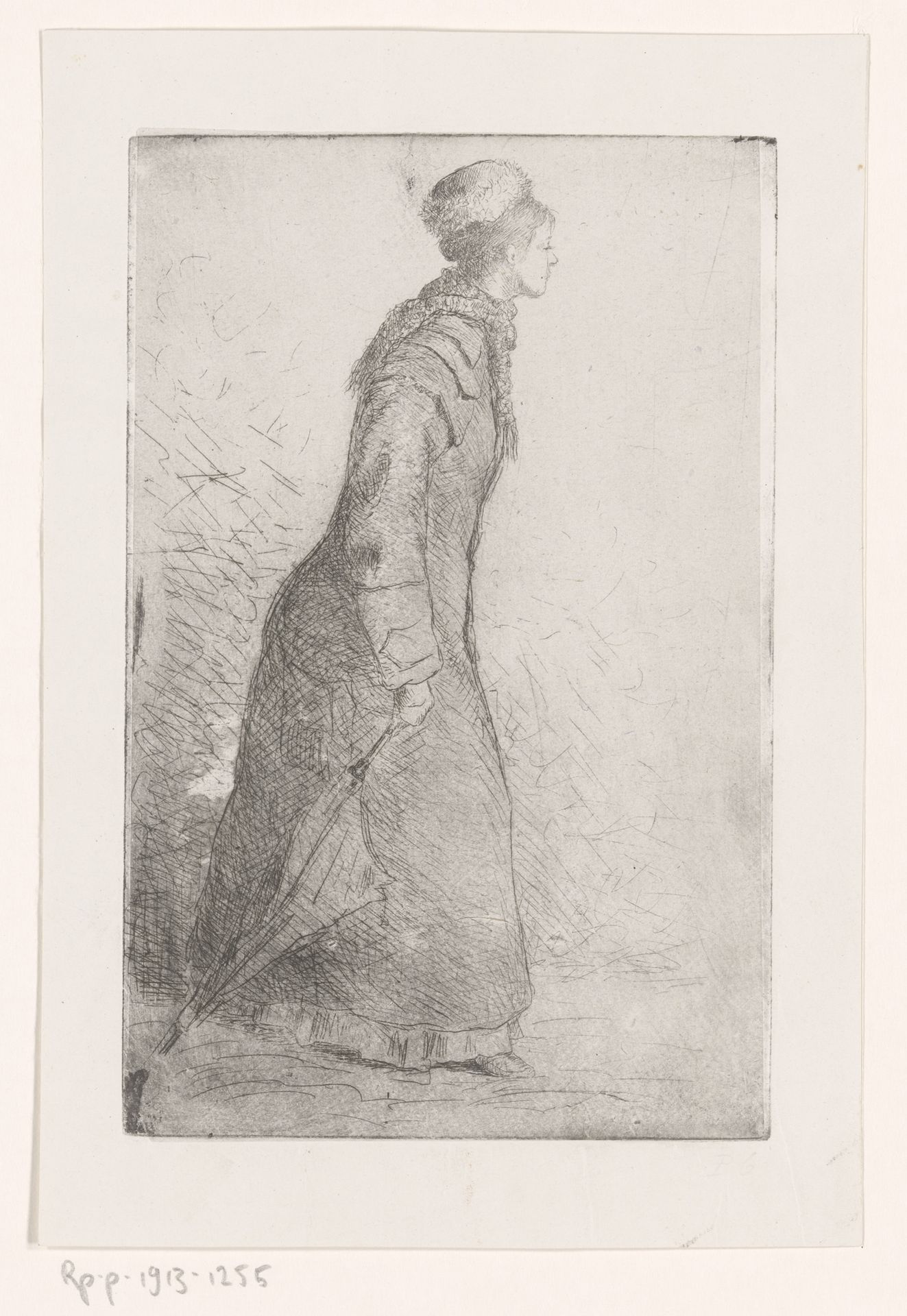 Wandelende vrouw met paraplu by Philip Zilcken