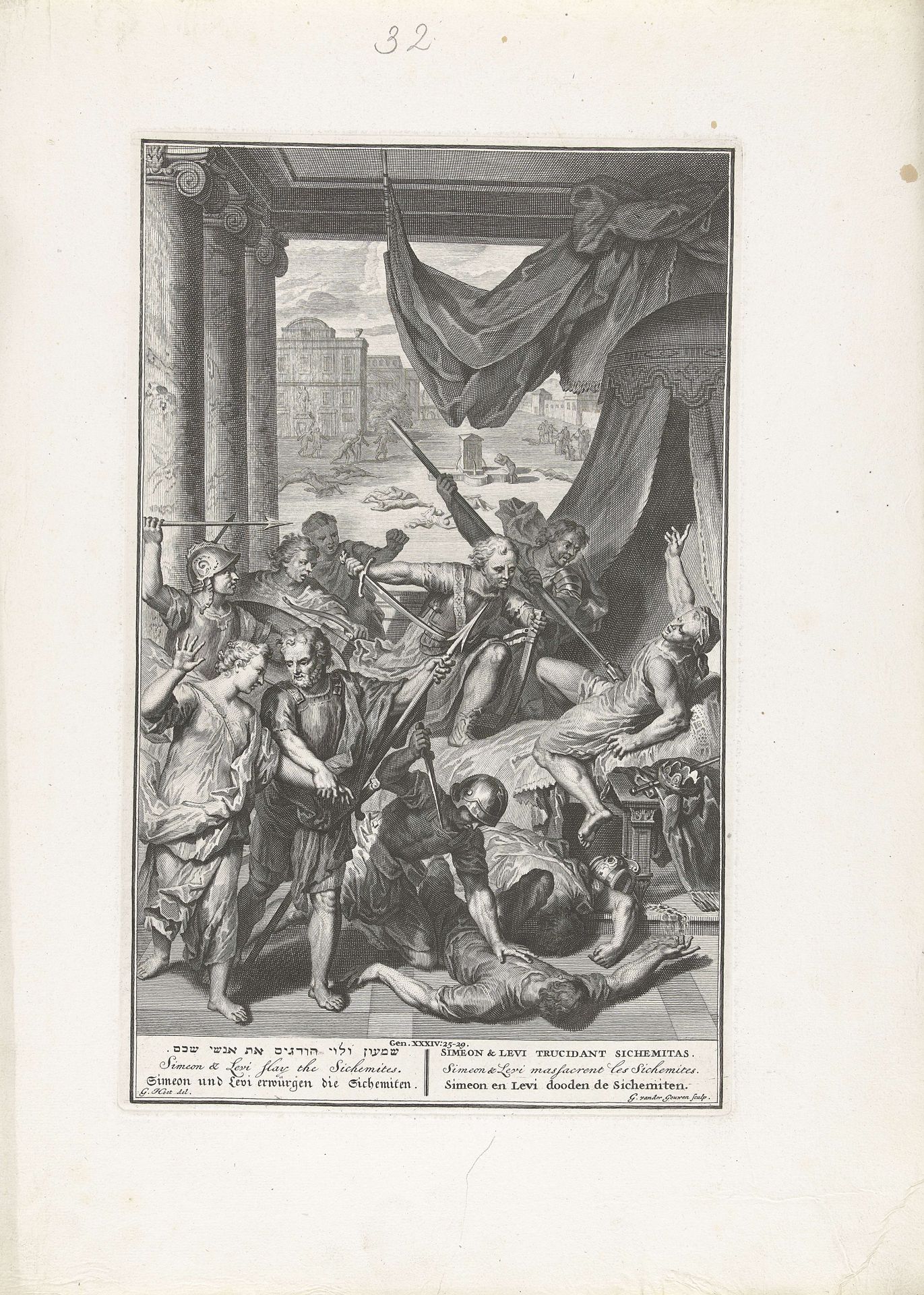 Simeon en Levi doden de Sichemieten by Gilliam van der Gouwen