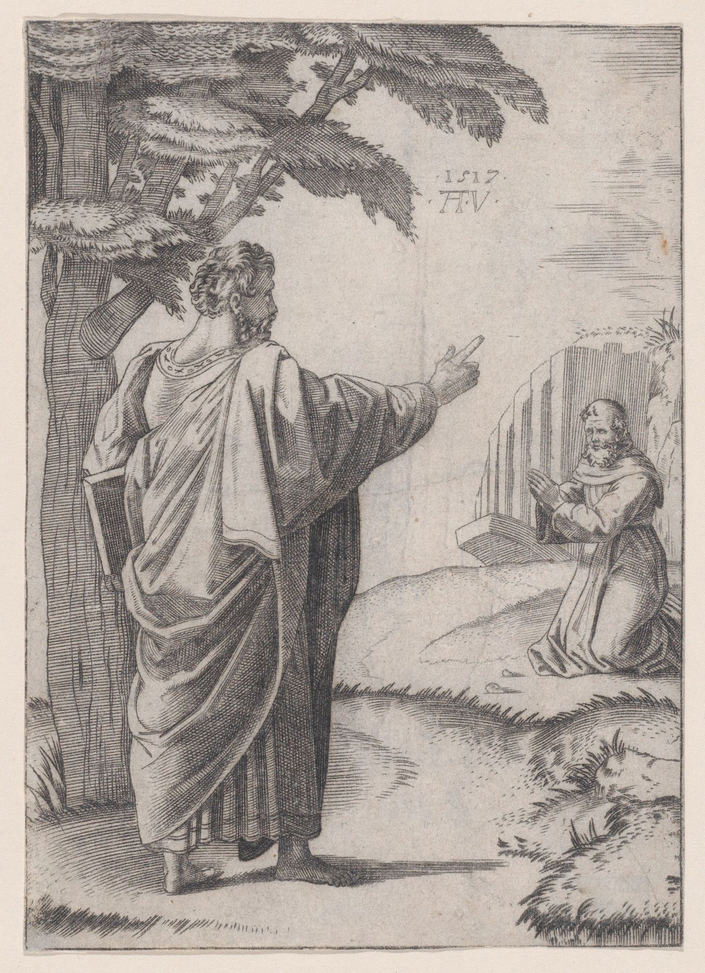 Saint Paul and the Franciscan Friar by Agostino Veneziano
