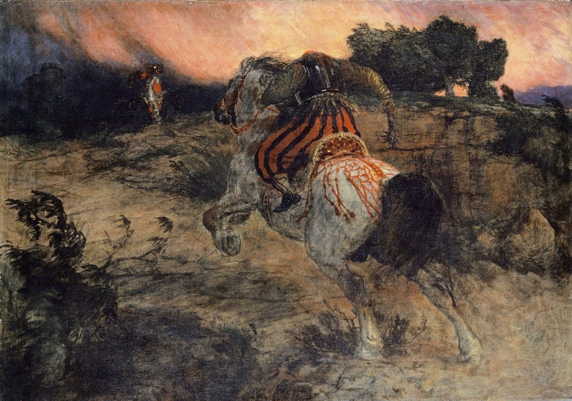 Astolf Riding Away with the Head of Orill by Arnold Böcklin
