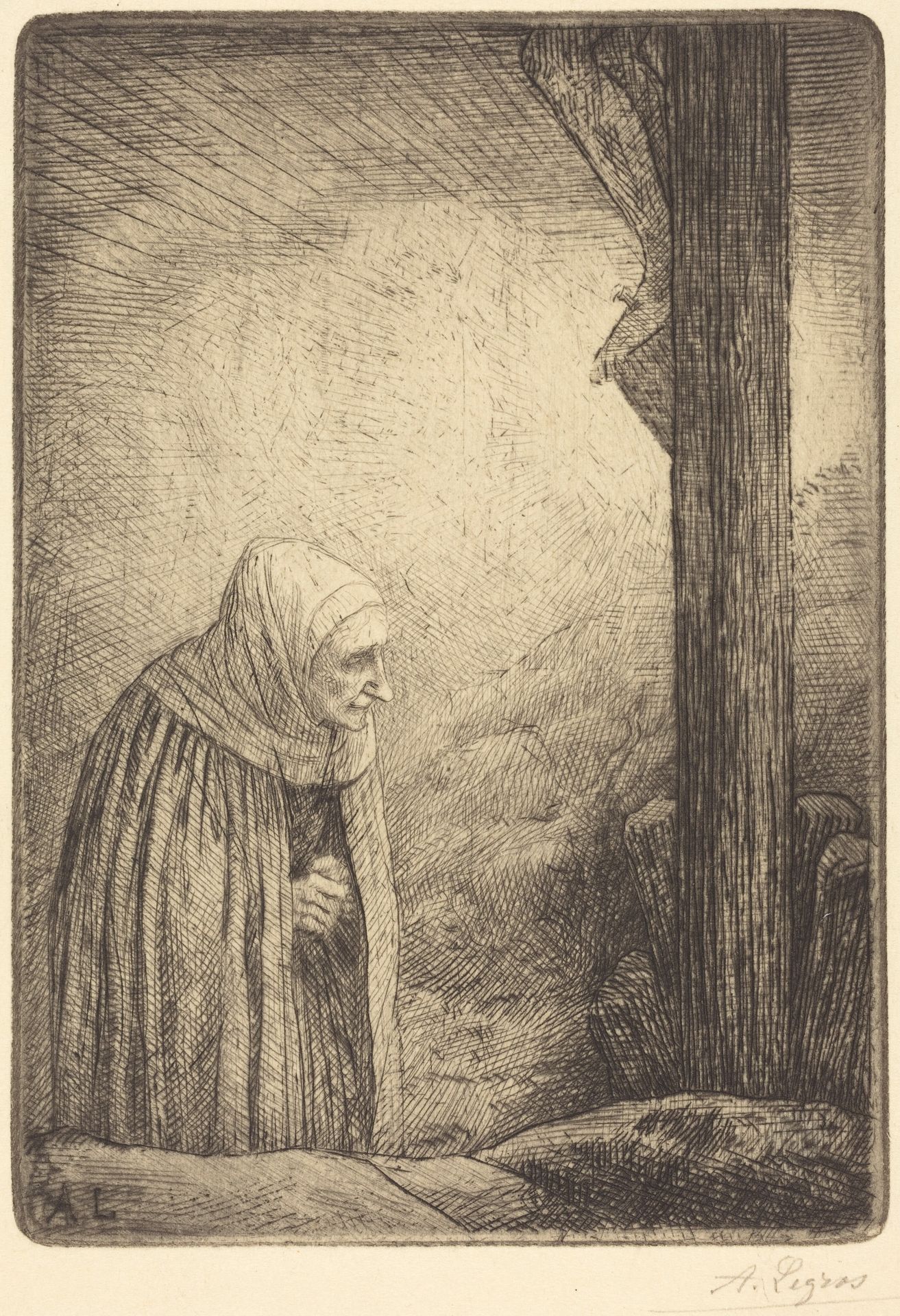 Woman at the Foot of the Cross (Femme au calvaire) by Alphonse Legros