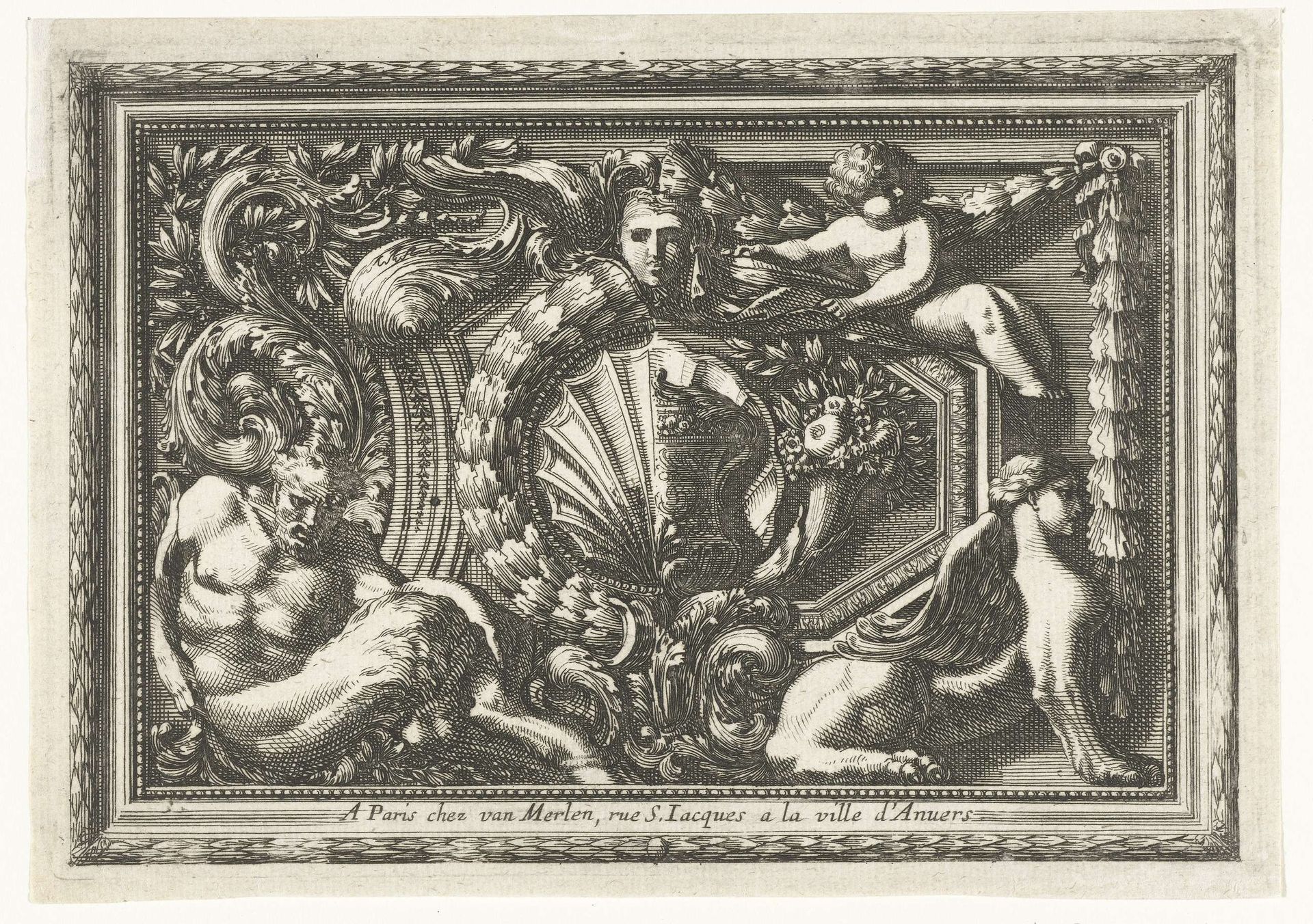 Paneel met schelp of vaas by Jean Lepautre