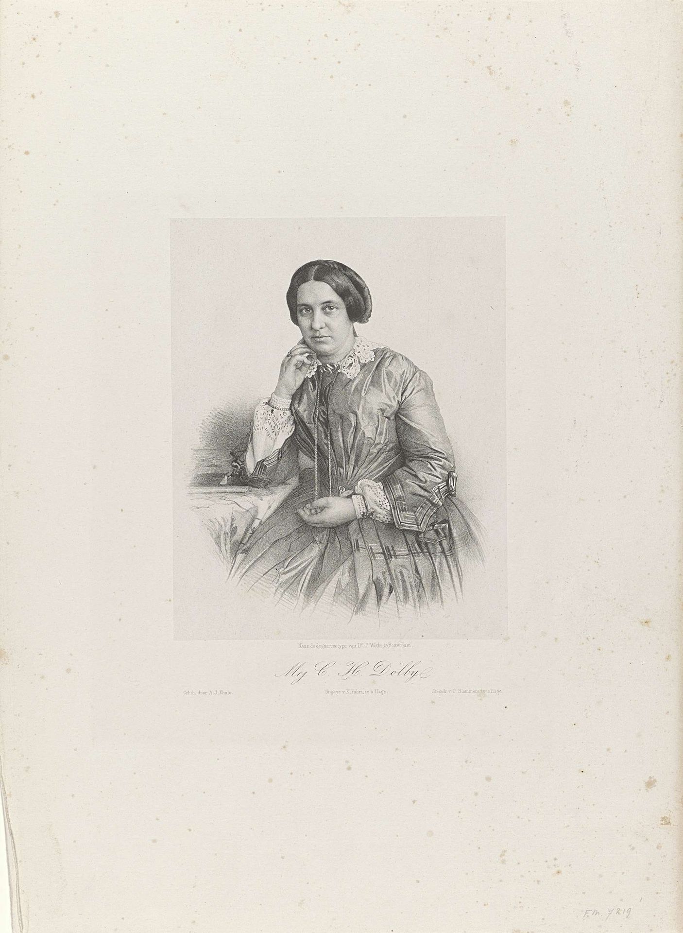 Portret van mej. C.H. Dolby, 1854 by Adrianus Johannes Ehnle