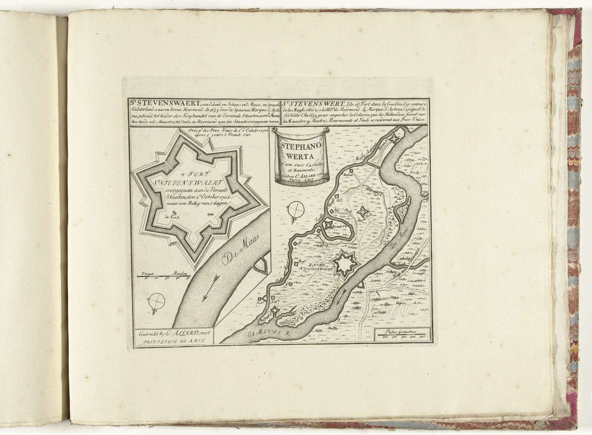 Plattegrond van het fort van Stevensweert, ca. 1701-1713 by Abraham Allard