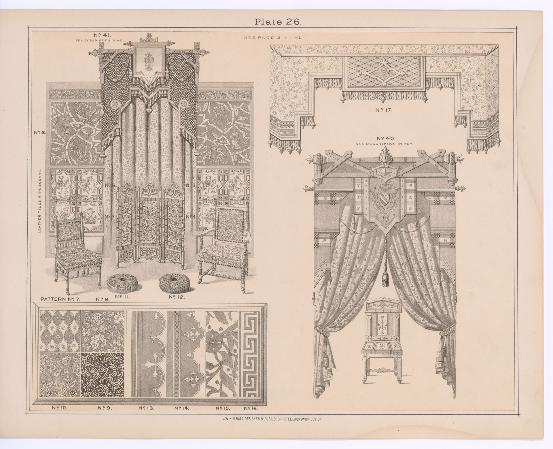 Kimball's Book of Designs: Furniture and Drapery. by J. W. Kimball