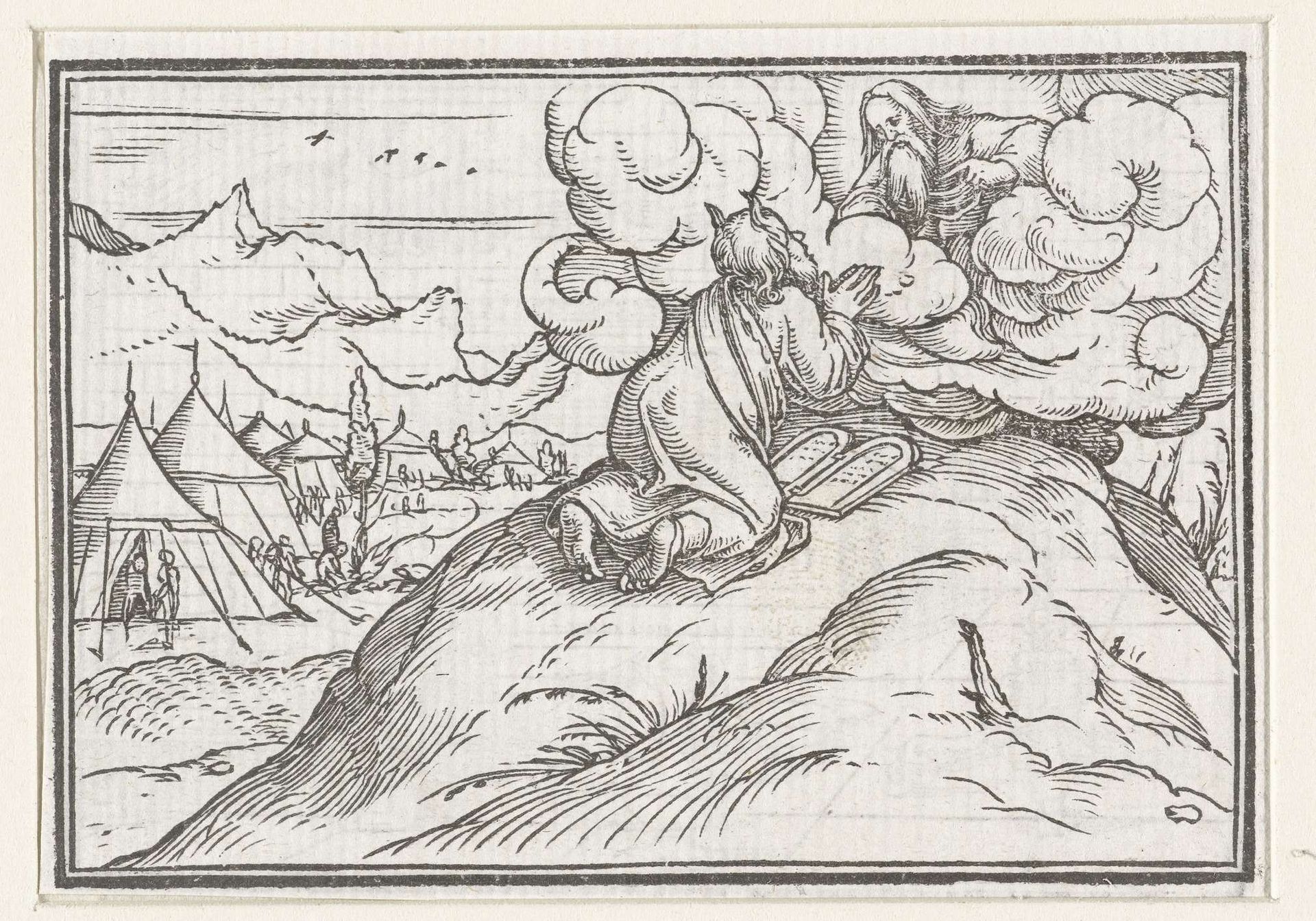 Mozes ontvangt tafelen der wet by Hans (II) Holbein