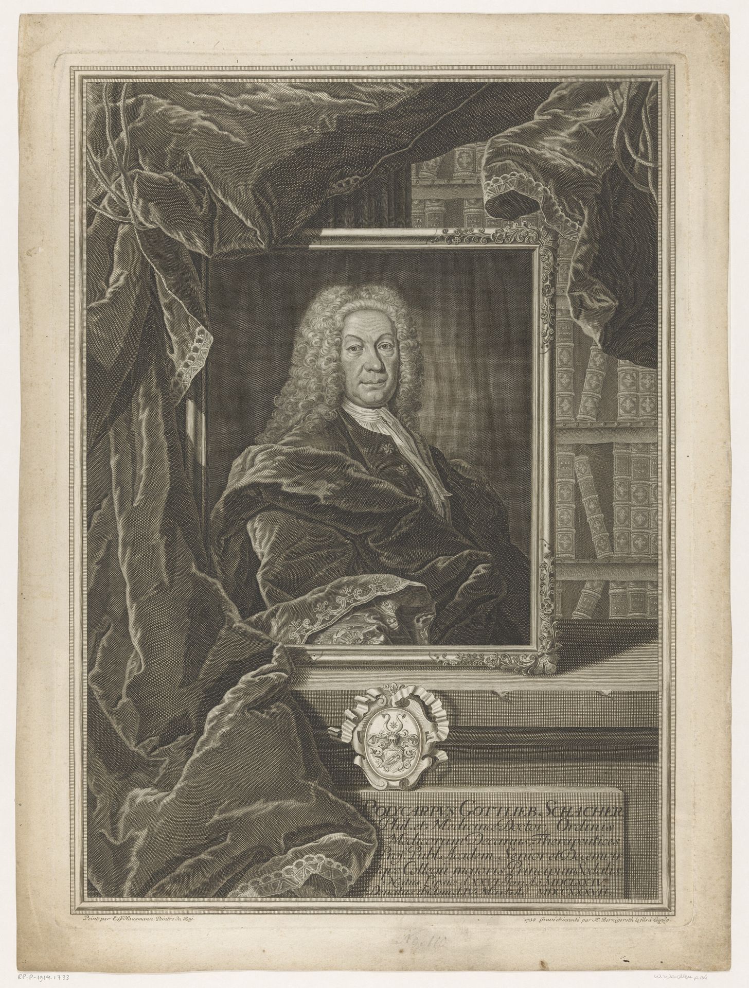 Portret van Polycarp Gottlieb Schacher by Johann Martin Bernigeroth