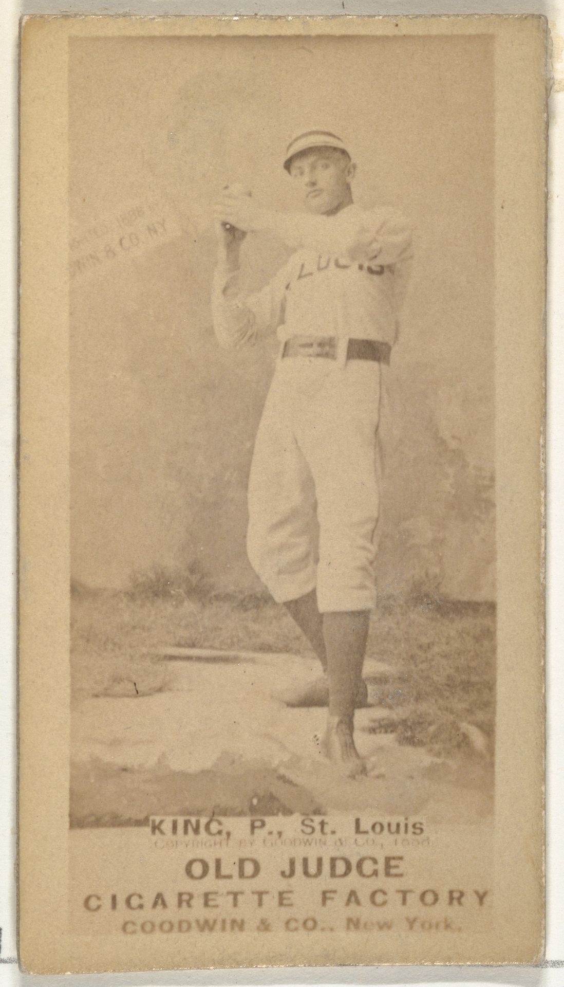 Charles Frederick "Silver" King, Pitcher, St. Louis Browns, from the Old Judge series (N172) for Old Judge Cigarettes by Goodwin & Company