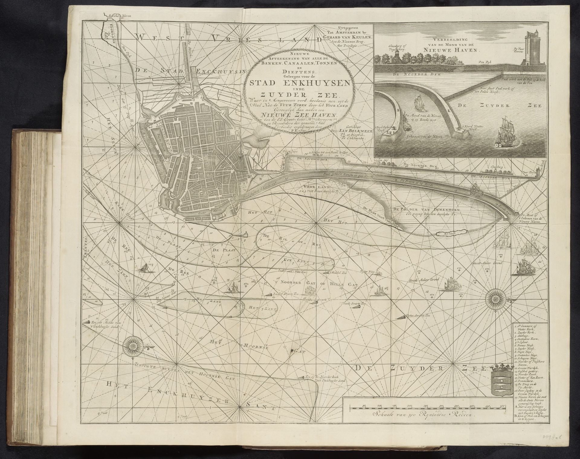 Kaart van het water voor Enkhuizen met de geprojecteerde nieuwe haven, 1720 by Anonymous