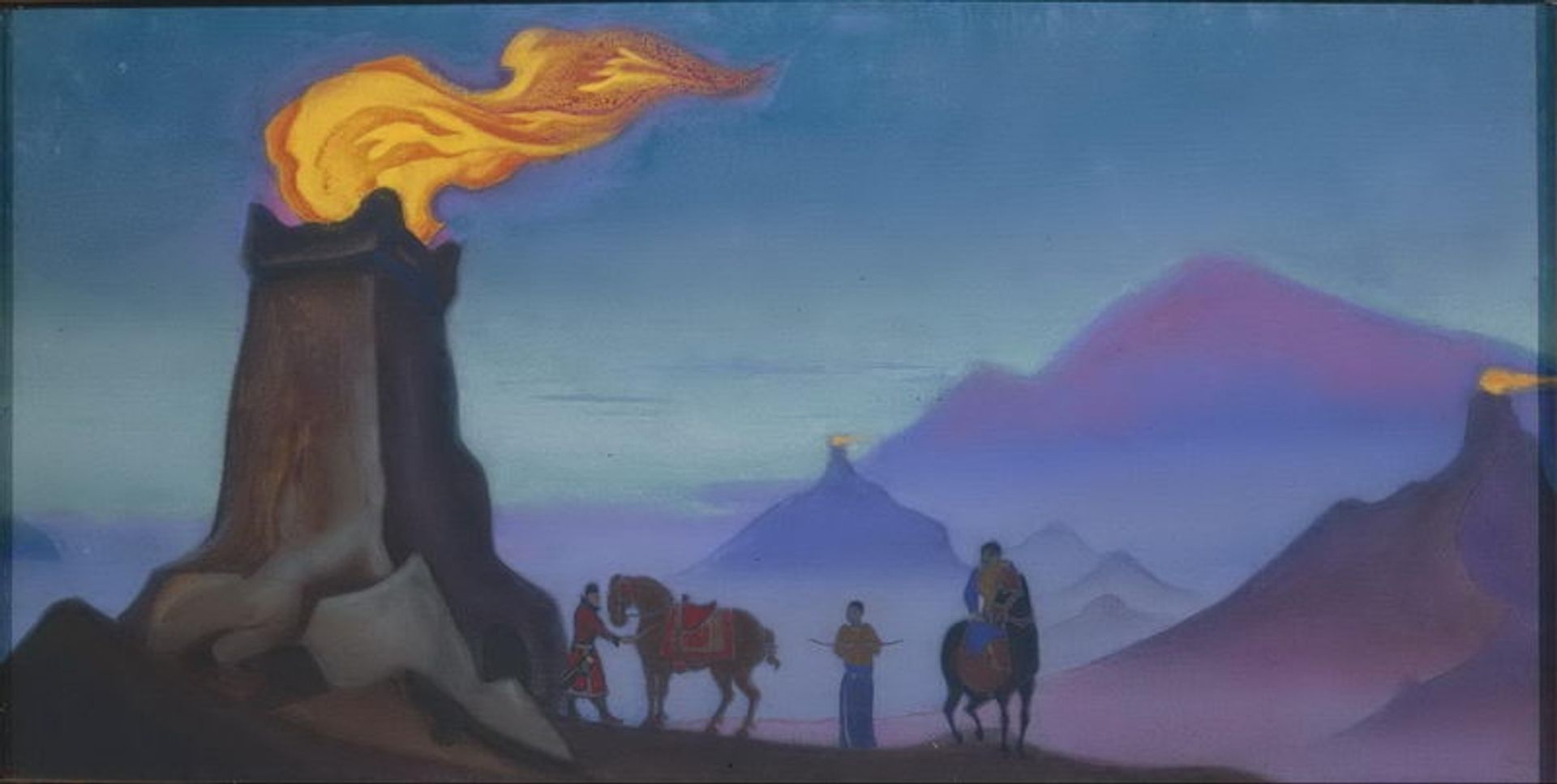 Fires of victory (Sentinel lights on the towers in Gobi) by Nicholas Roerich