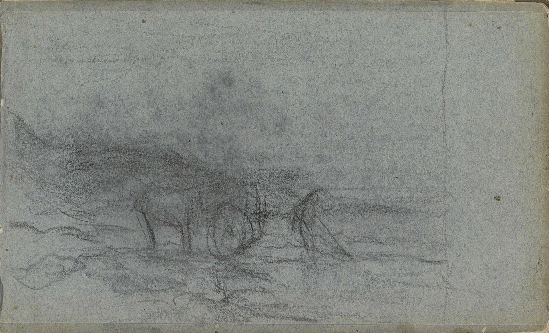 Paard met een kar in een landschap by Jozef Israëls