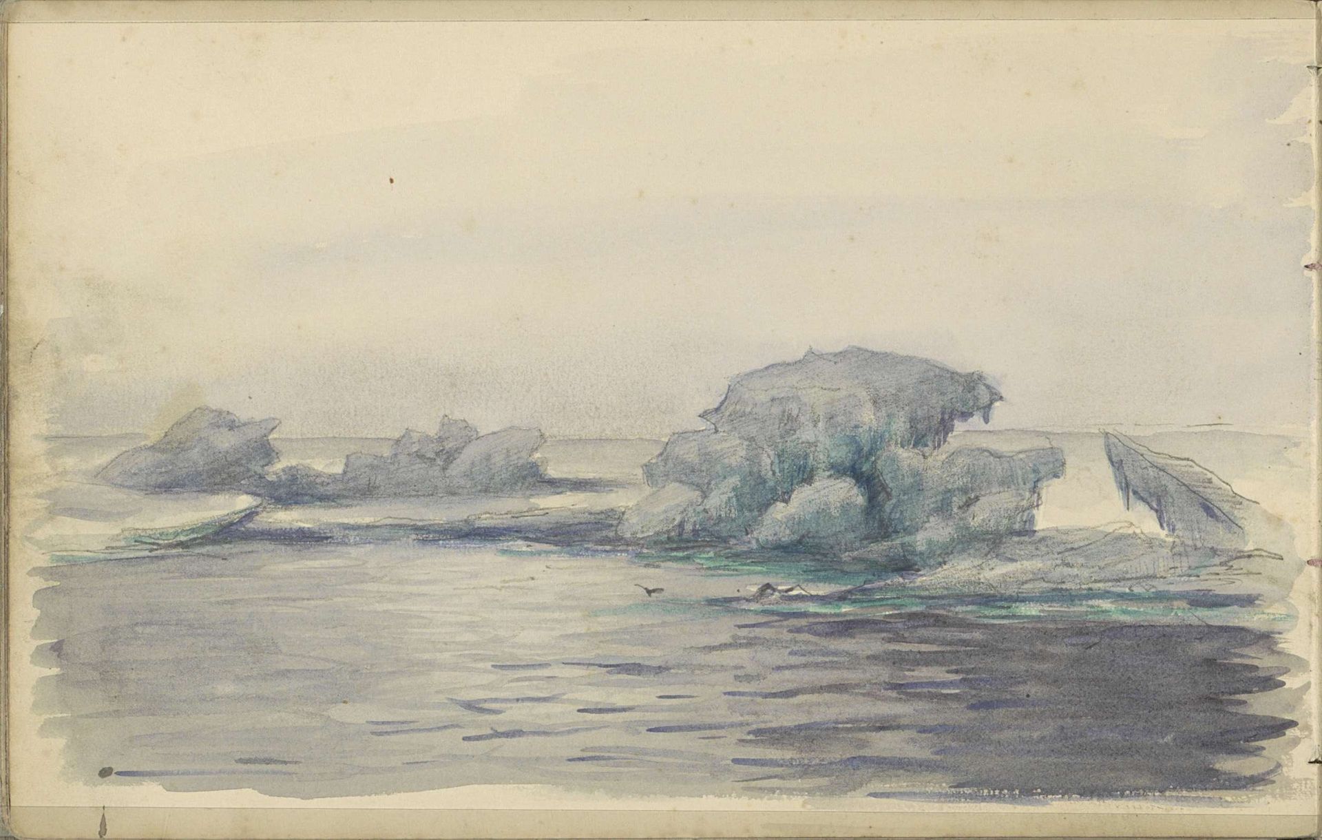 Gezicht op de Barentszzee met ijsbergen by Louis Apol