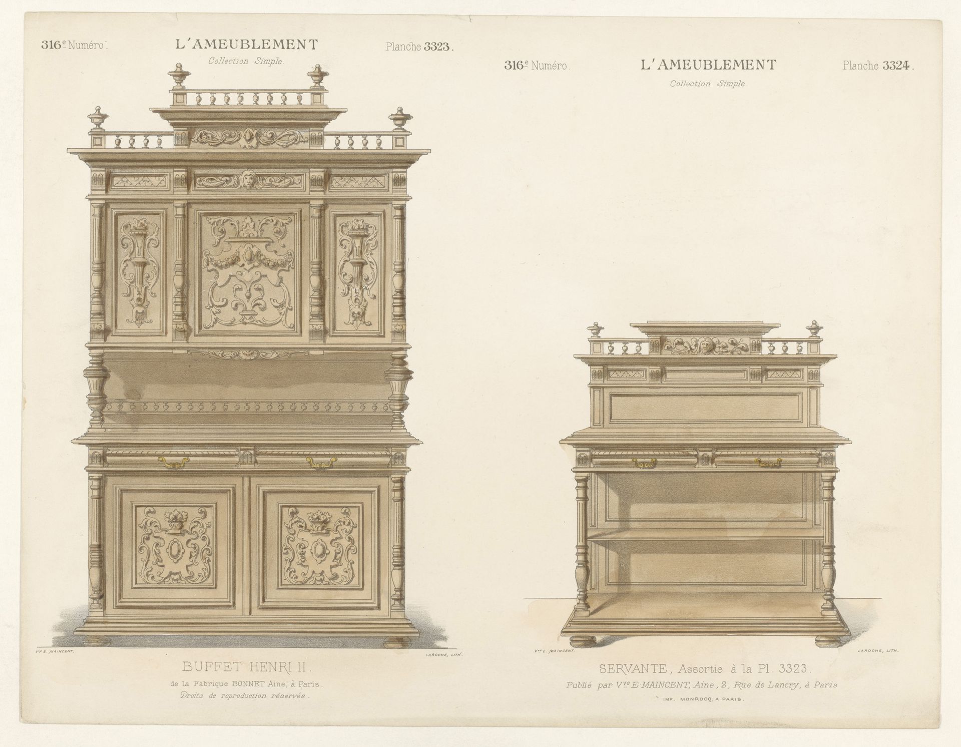 Buffetkast en kast by Léon Laroche