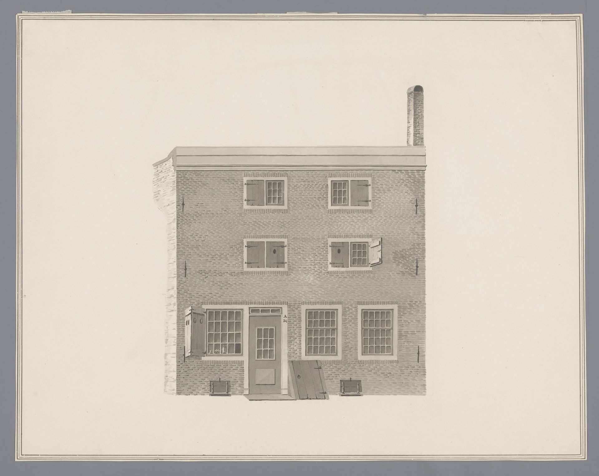 Gevel van de woning van Zacharias Jansen te Middelburg in de Kapoenstraat by Lodewijk Gilles Haccou
