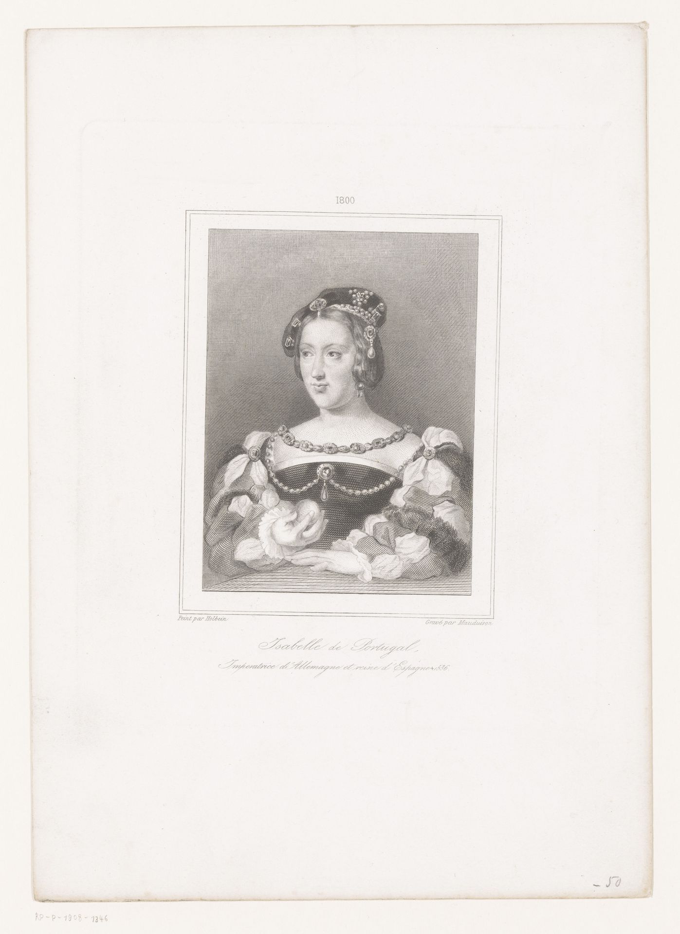Portret van Isabella van Portugal by Léon Mauduison