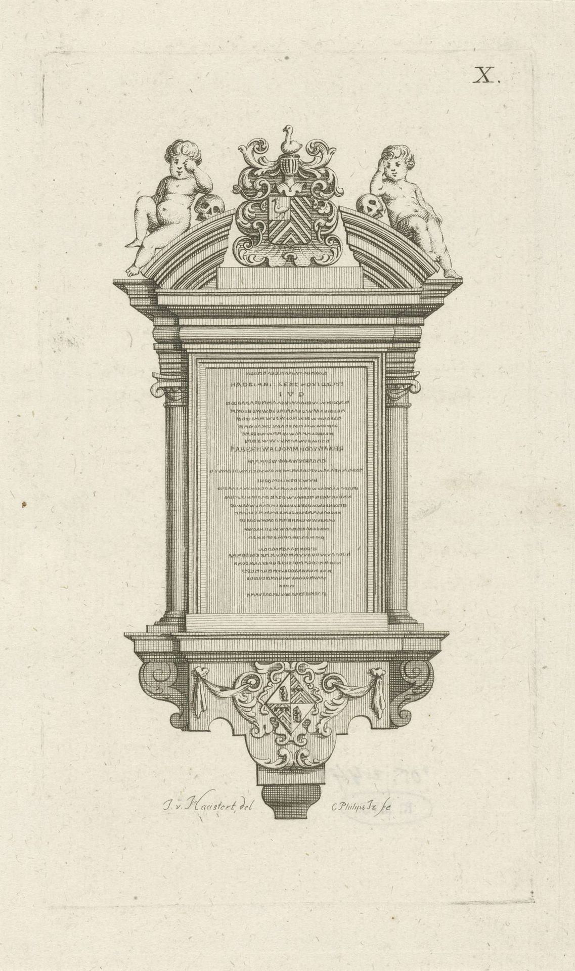 Epitaaf van Antoni van Leeuwenhoek by Caspar Jacobsz. Philips