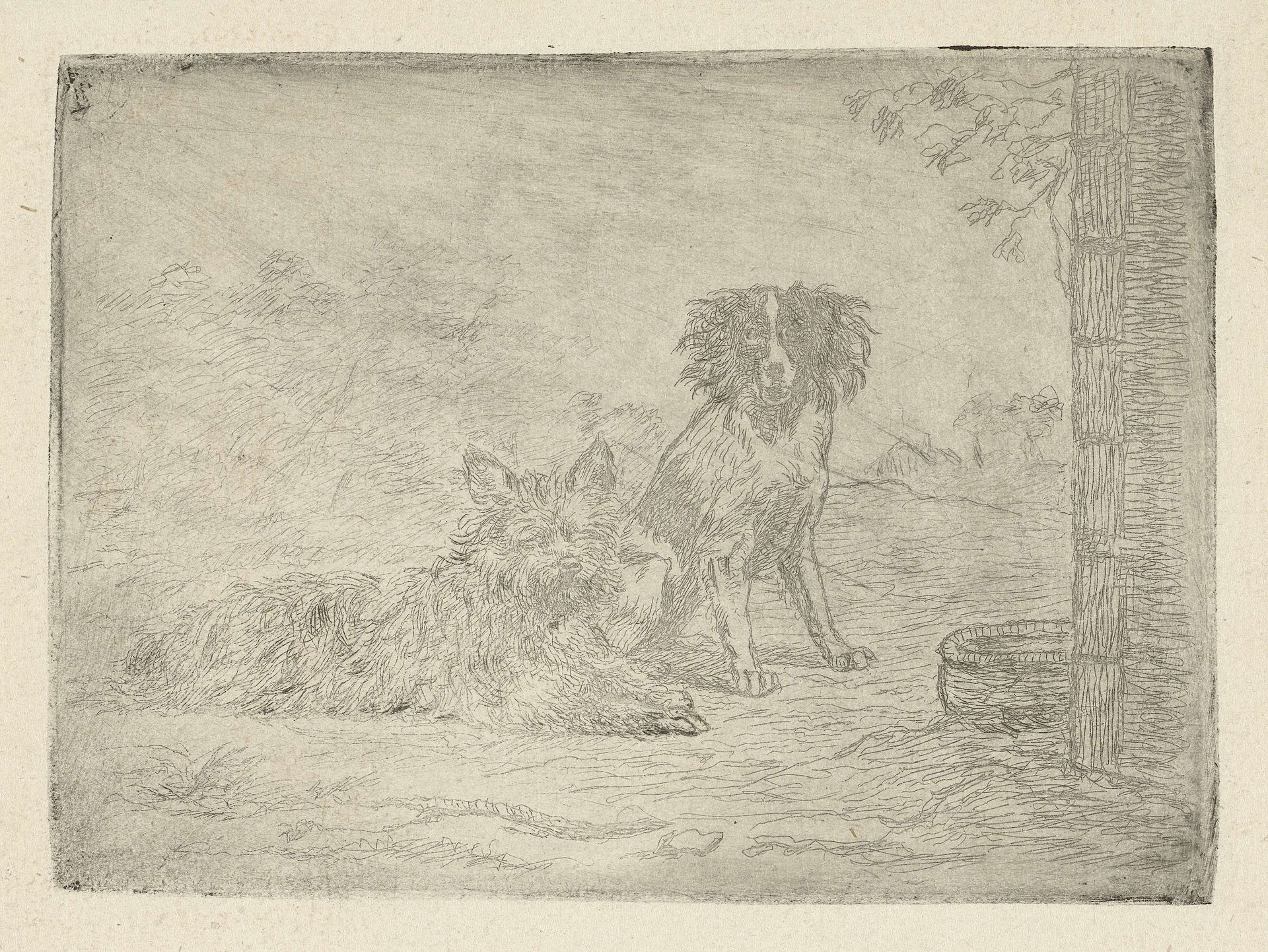Twee honden by David van der (1804-1879) Kellen