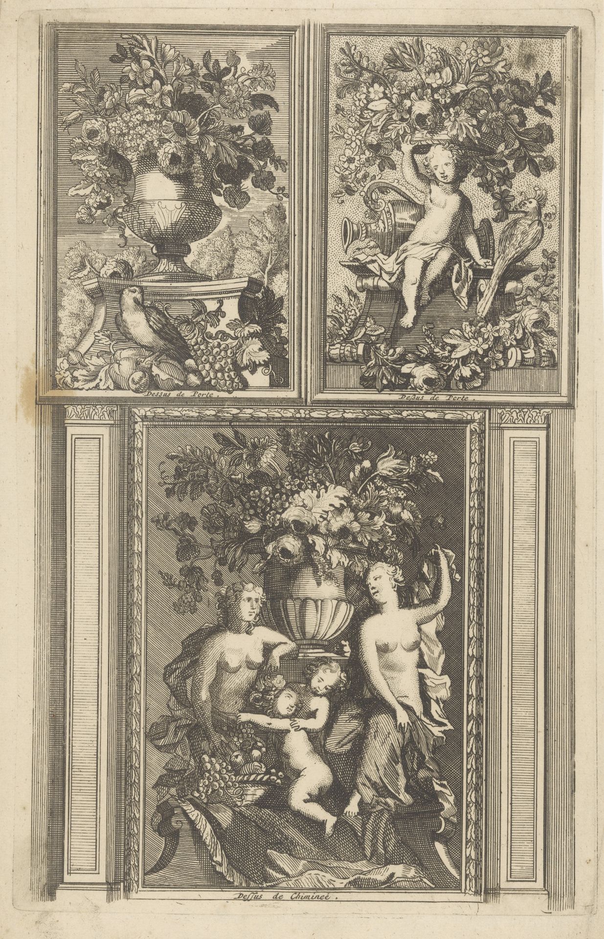 Twee dessus-de-portes en een schoorsteenstuk by Daniël (I) Marot