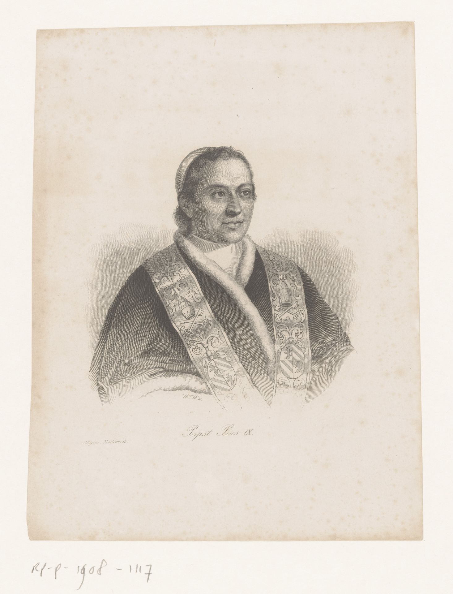 Portret van Pius IX by Monogrammist WW (graveur)