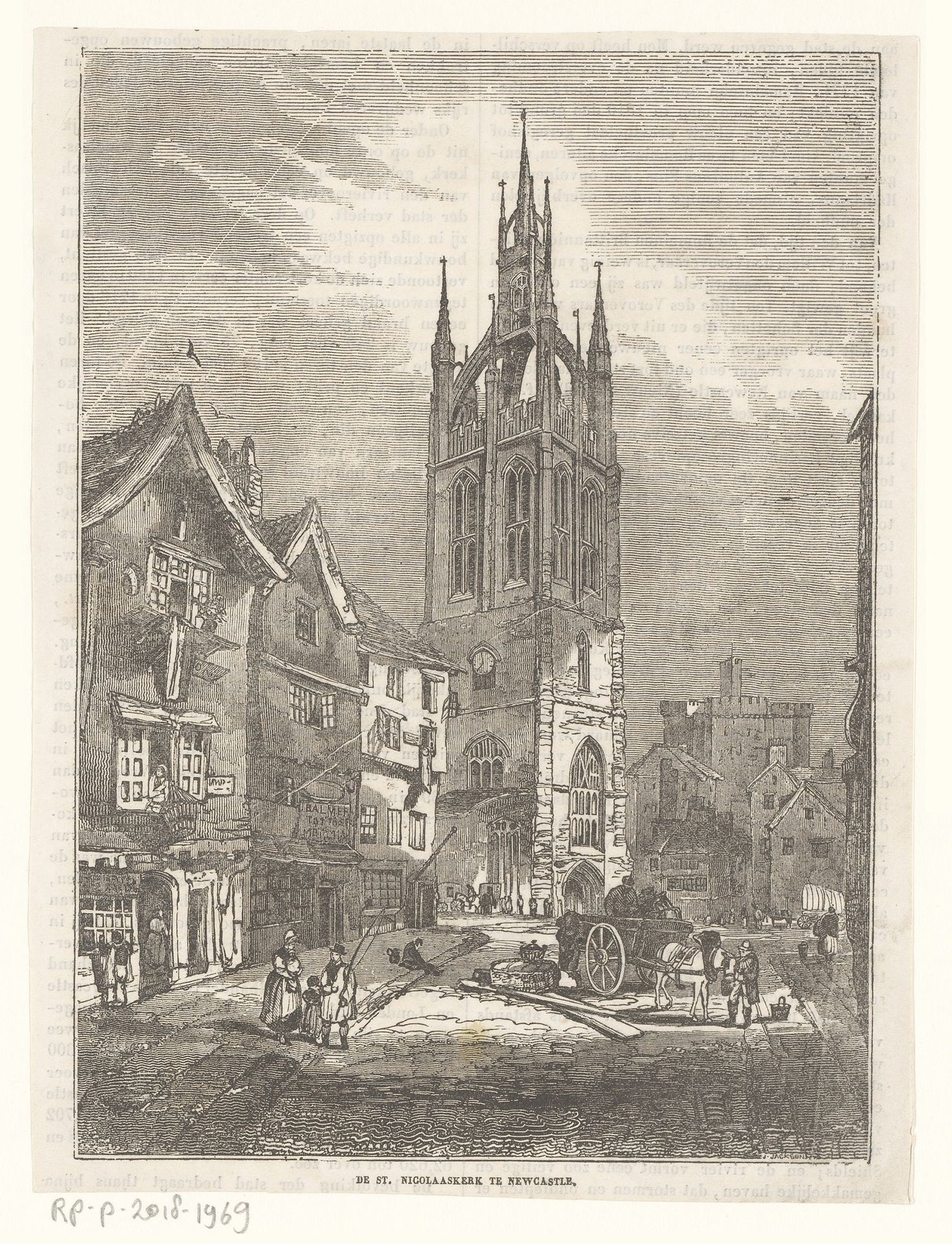 Gezicht op de kathedraal van Newcastle by John Jackson