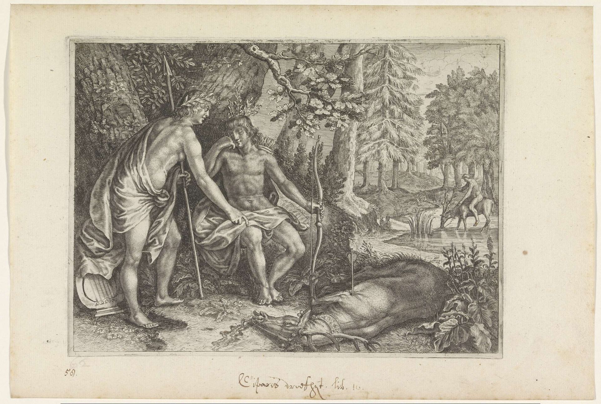 Apollo en Cyparissus by Crispijn van de (II) Passe