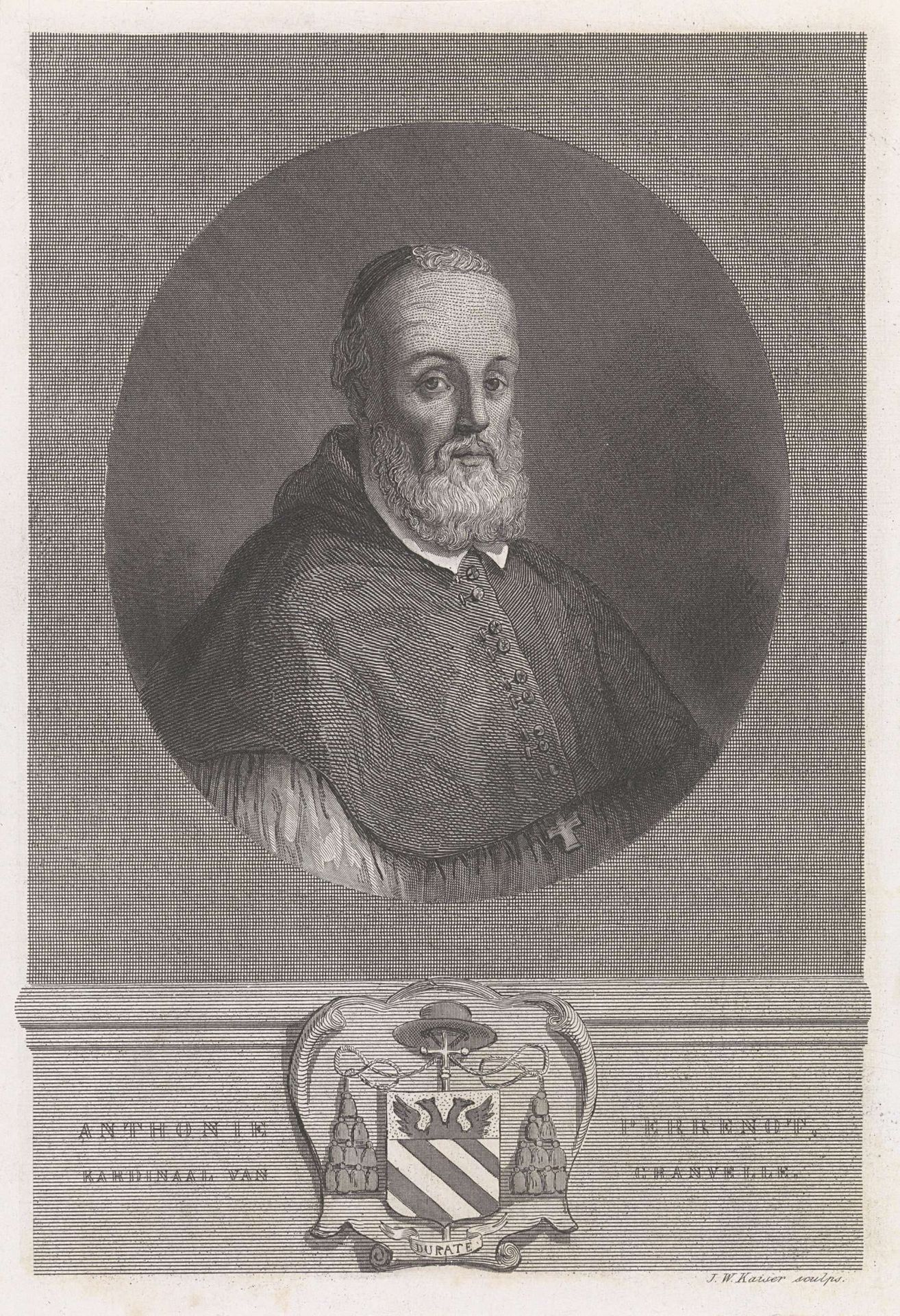 Portret van Anthonie Perrenot, kardinaal van Granvelle by Johann Wilhelm (I) Kaiser