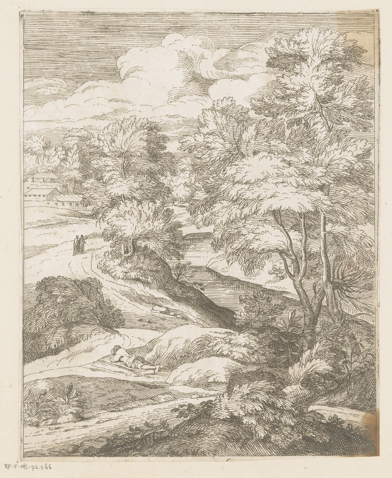 Landschap met twee wandelaars by Jean Pesne