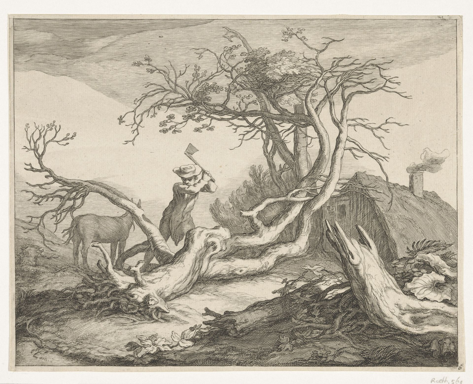 Landelijk uitzicht met een houthakker by Frederick Bloemaert