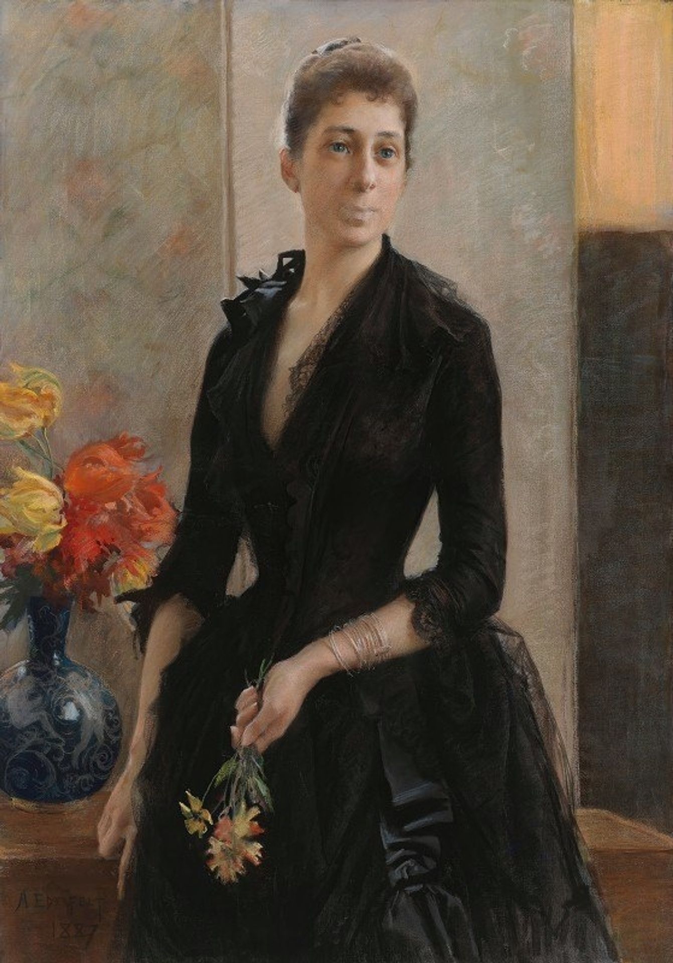 Portrait Of Mme Weissgerber De Stragewicz, Later Mme R. Berenger by Albert Edelfelt