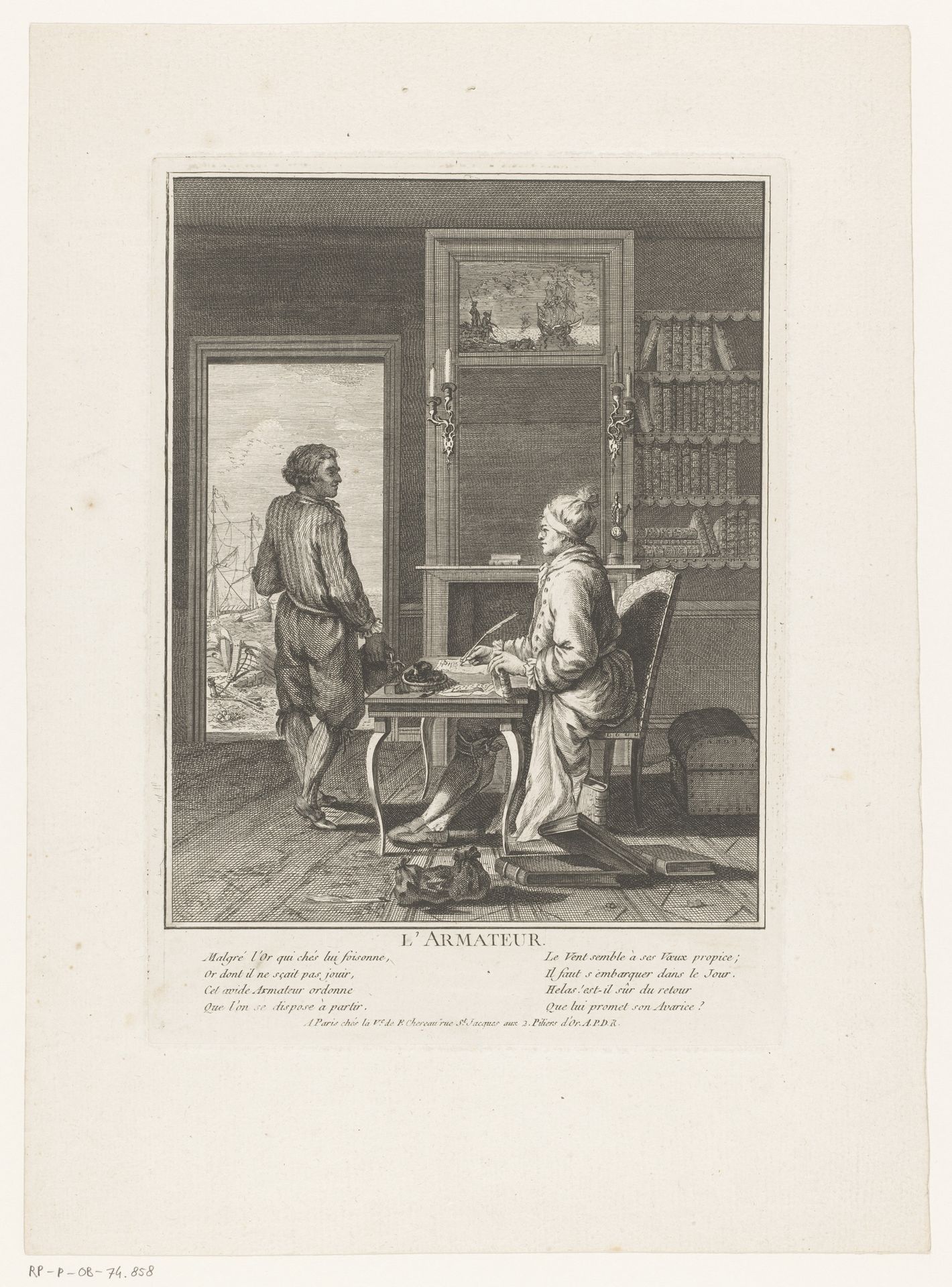 Reder aan een bureau by Anonymous