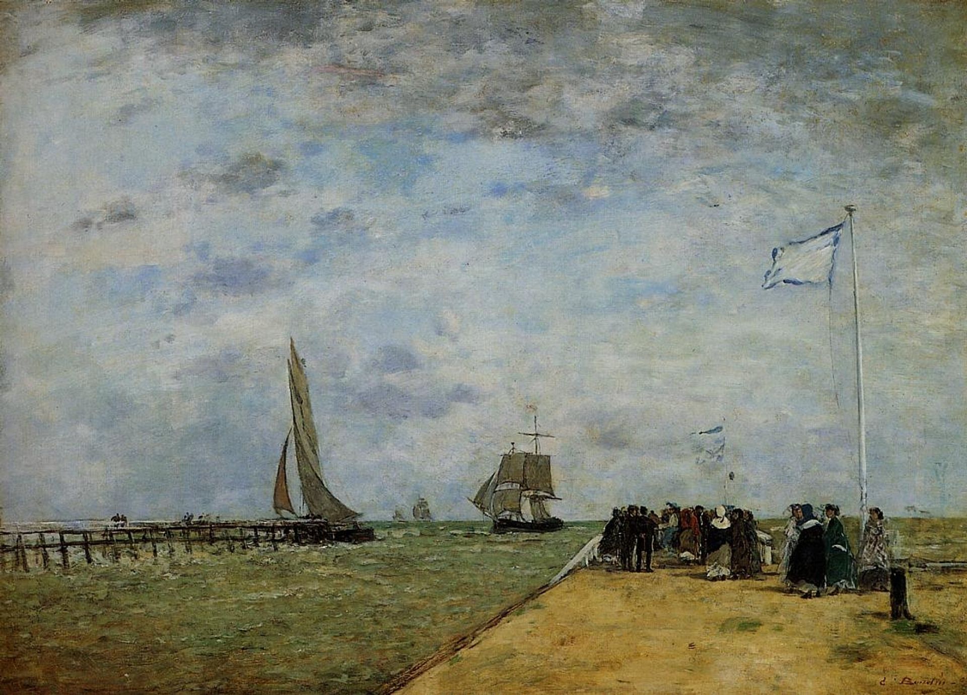 The Trouville Jetty by Eugène Boudin
