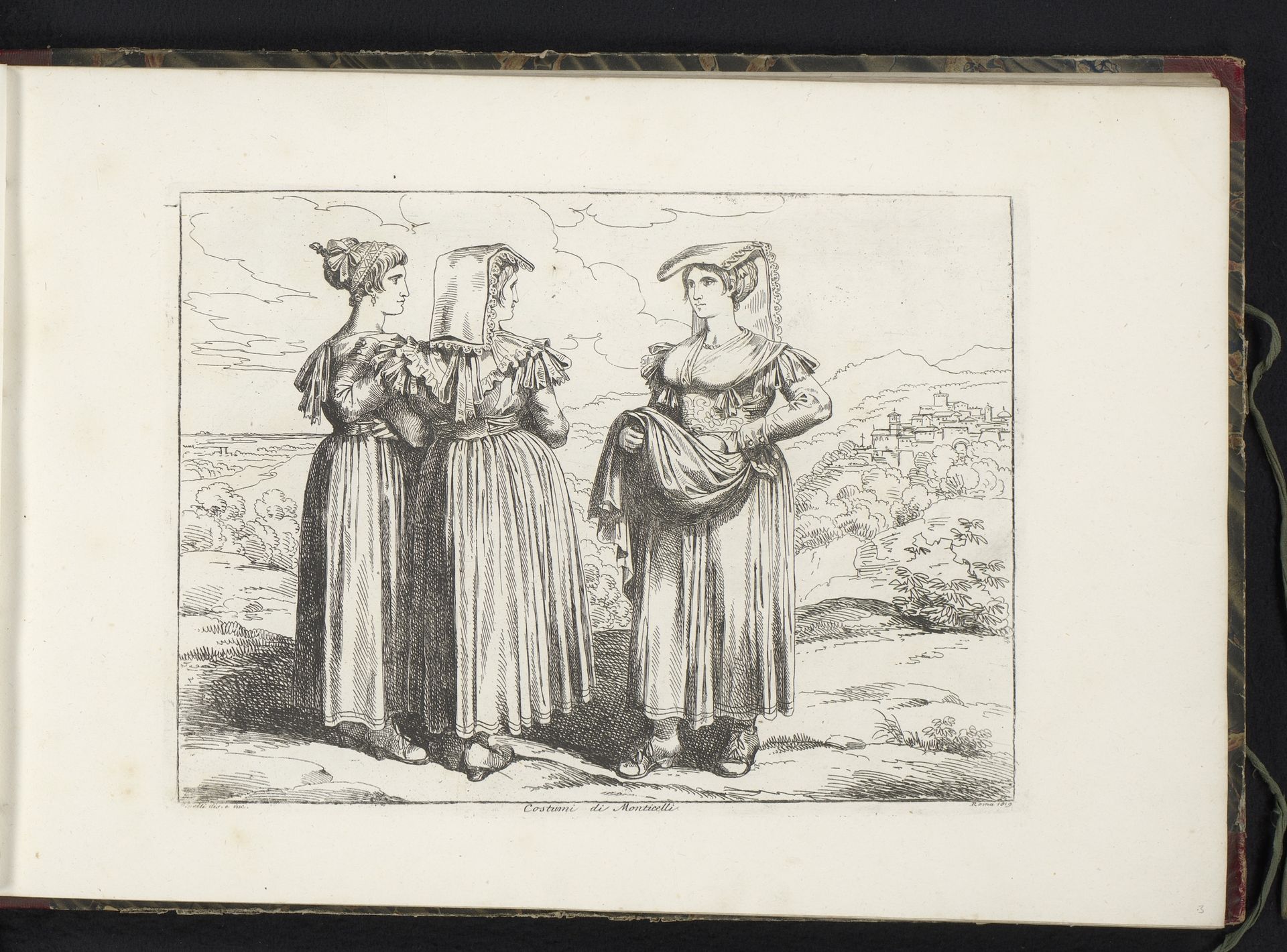 Drie vrouwen uit Monticelli in een landschap by Bartolomeo Pinelli