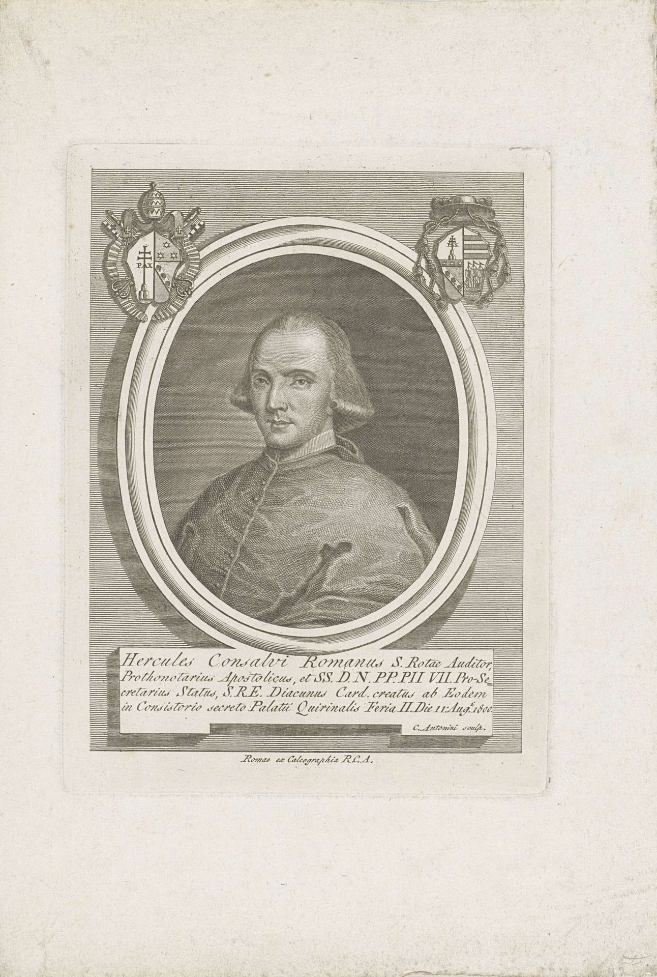 Portret van kardinaal Ercole Consalvi by Carlo Antonini
