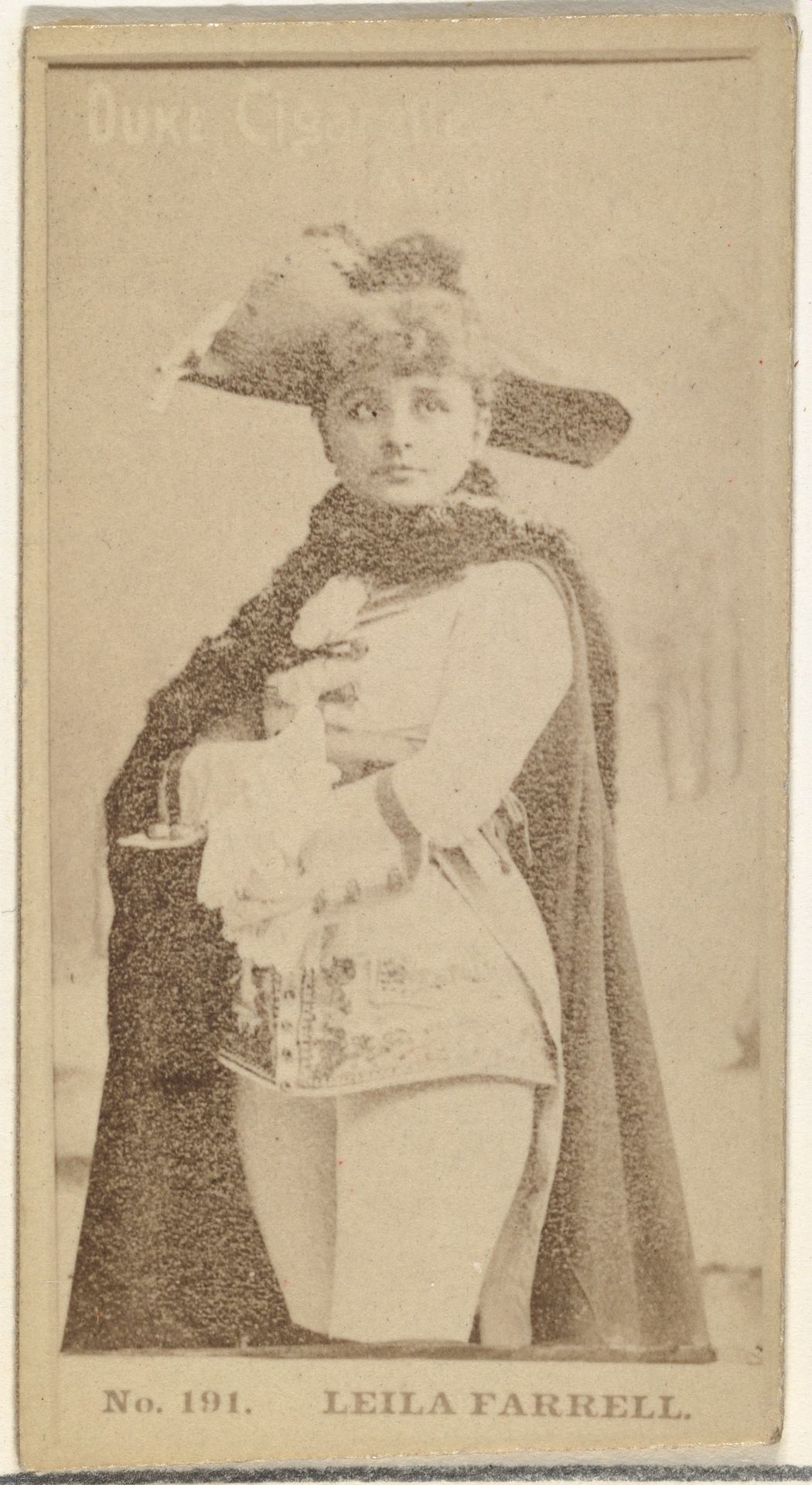 Card Number 191, Leila Farrell, from the Actors and Actresses series (N145-6) issued by Duke Sons & Co. to promote Duke Cigarettes by W. Duke, Sons & Co.