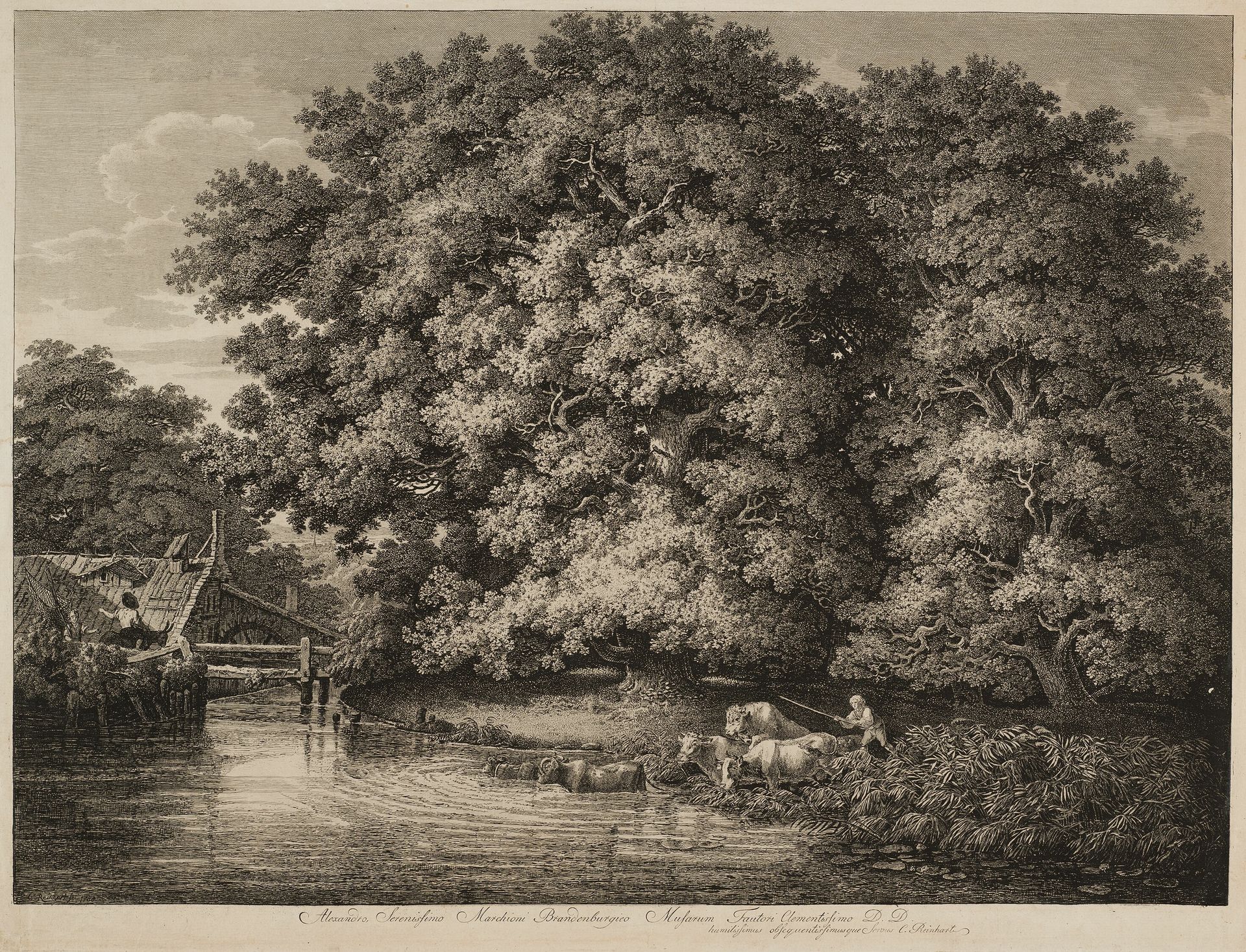 A Farmer Driving his Cattle into the Water by Johann Christian Reinhart