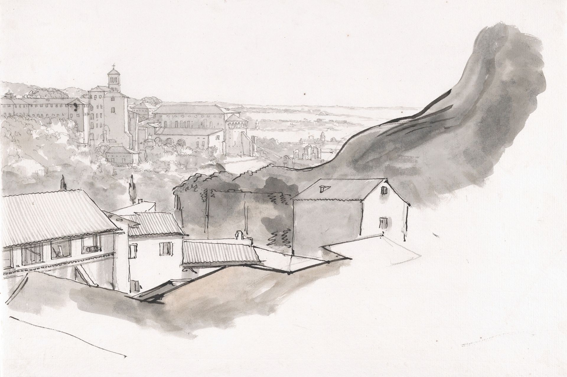 View of the Caelian Hill, Rome, with the church of Santi Giovanni e Paolo, seen from the Aventine, Rome by Claude-Joseph Vernet