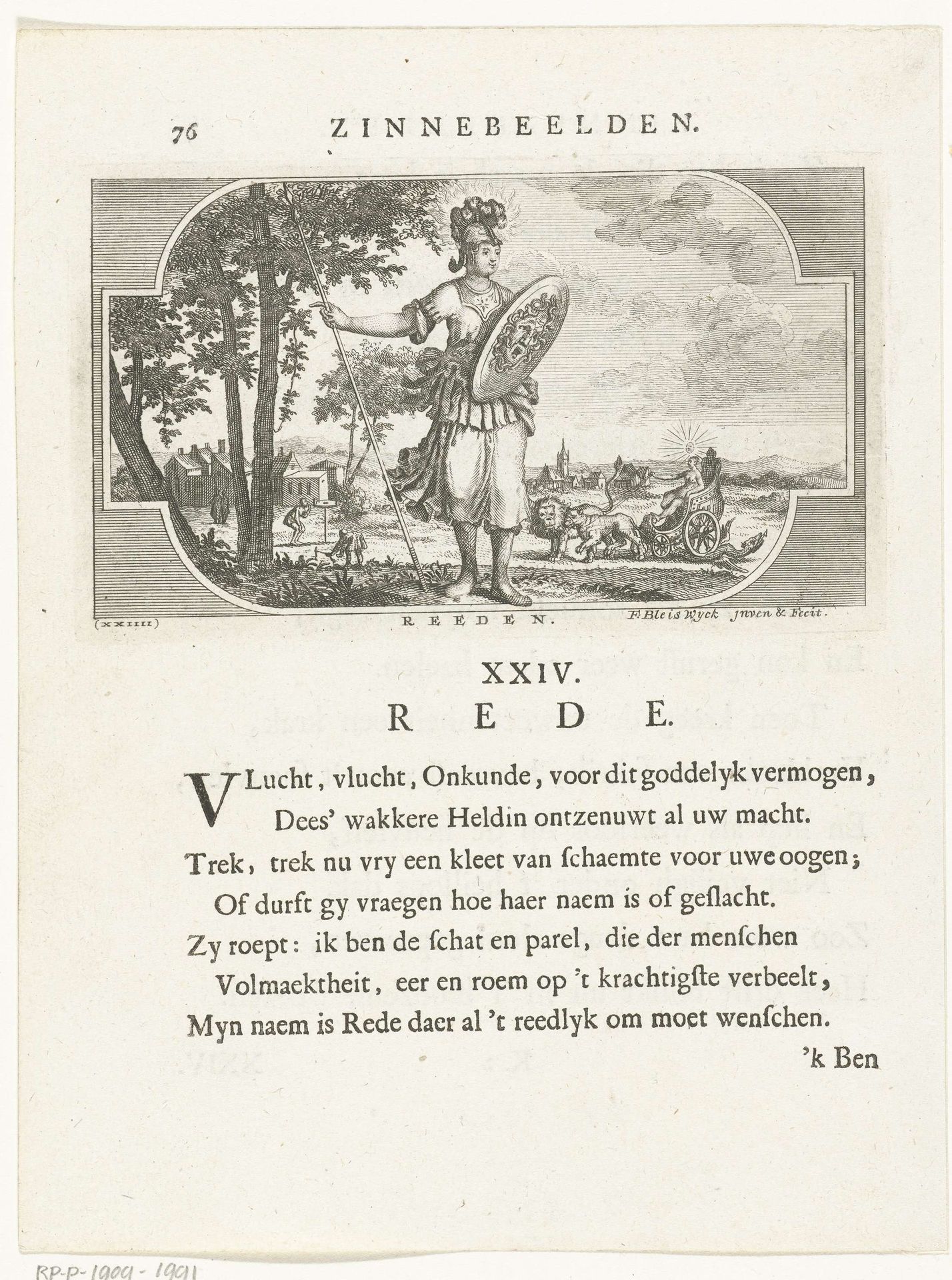 Embleem met allegorie op verstand (rede) by François van Bleyswijck
