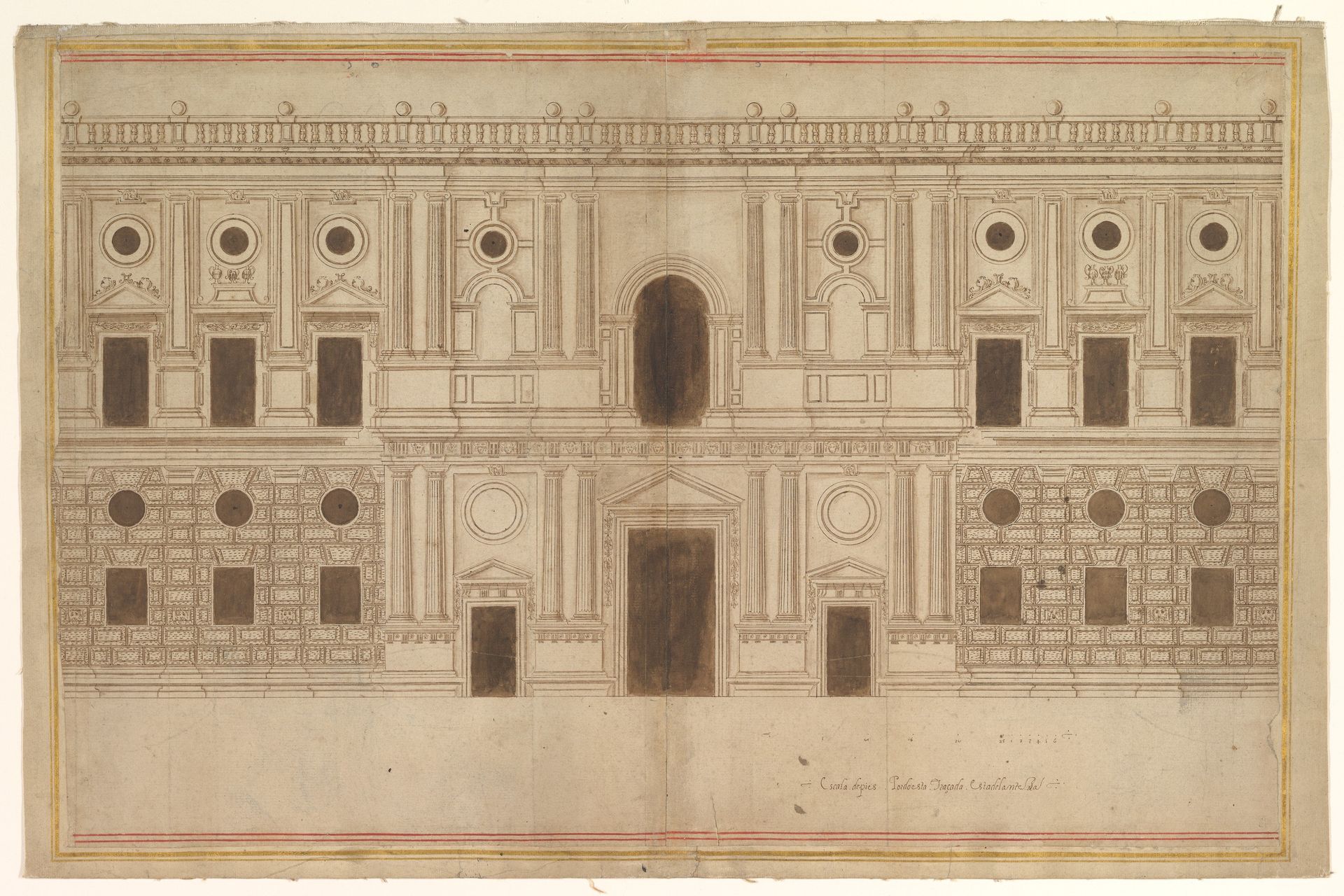 Study for the West Façade of the Palace of Charles V, The Alhambra, Granada by Juan de Orea