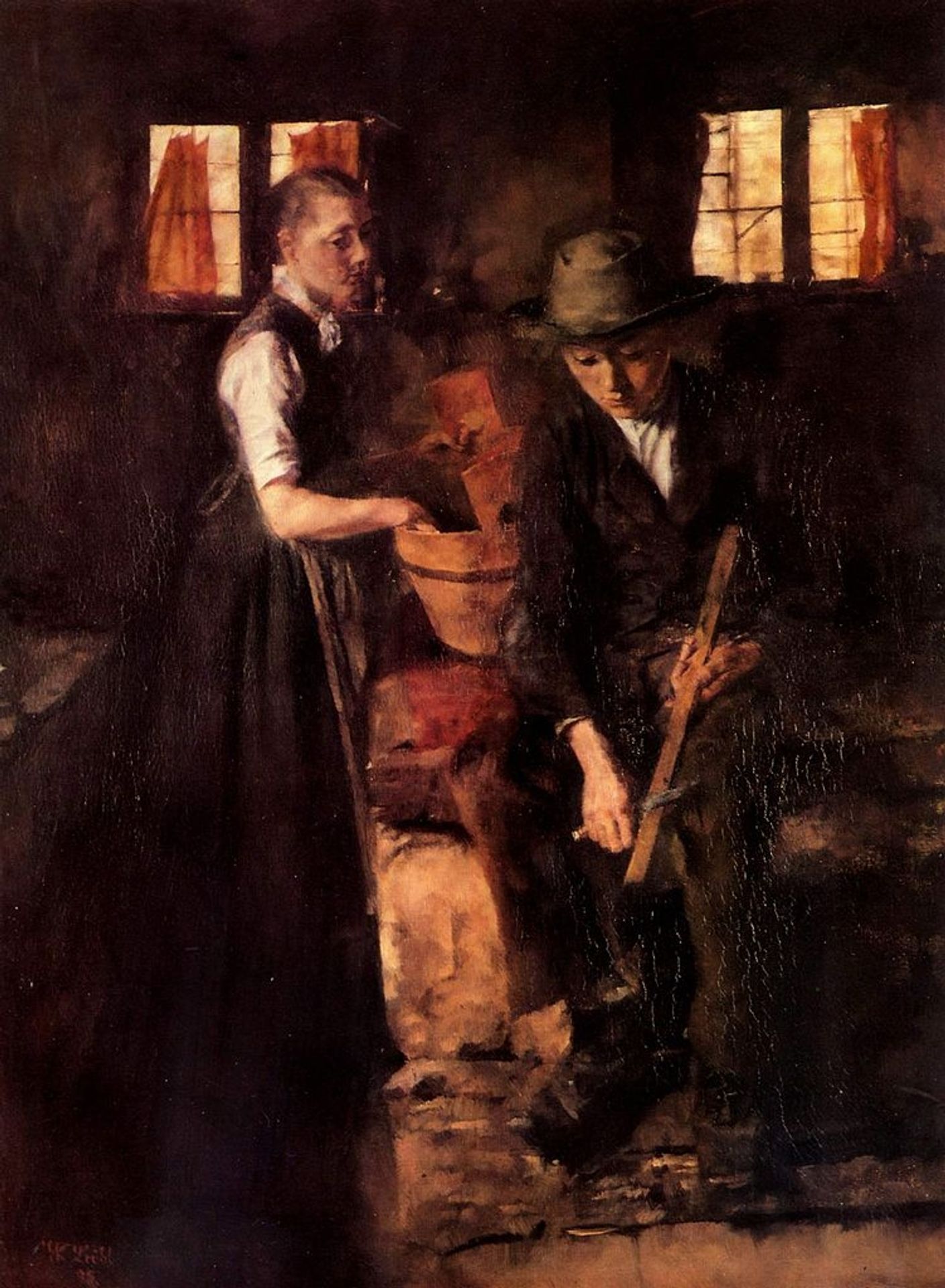 In der Küche (Küche in Kutterling) by Wilhelm Leibl