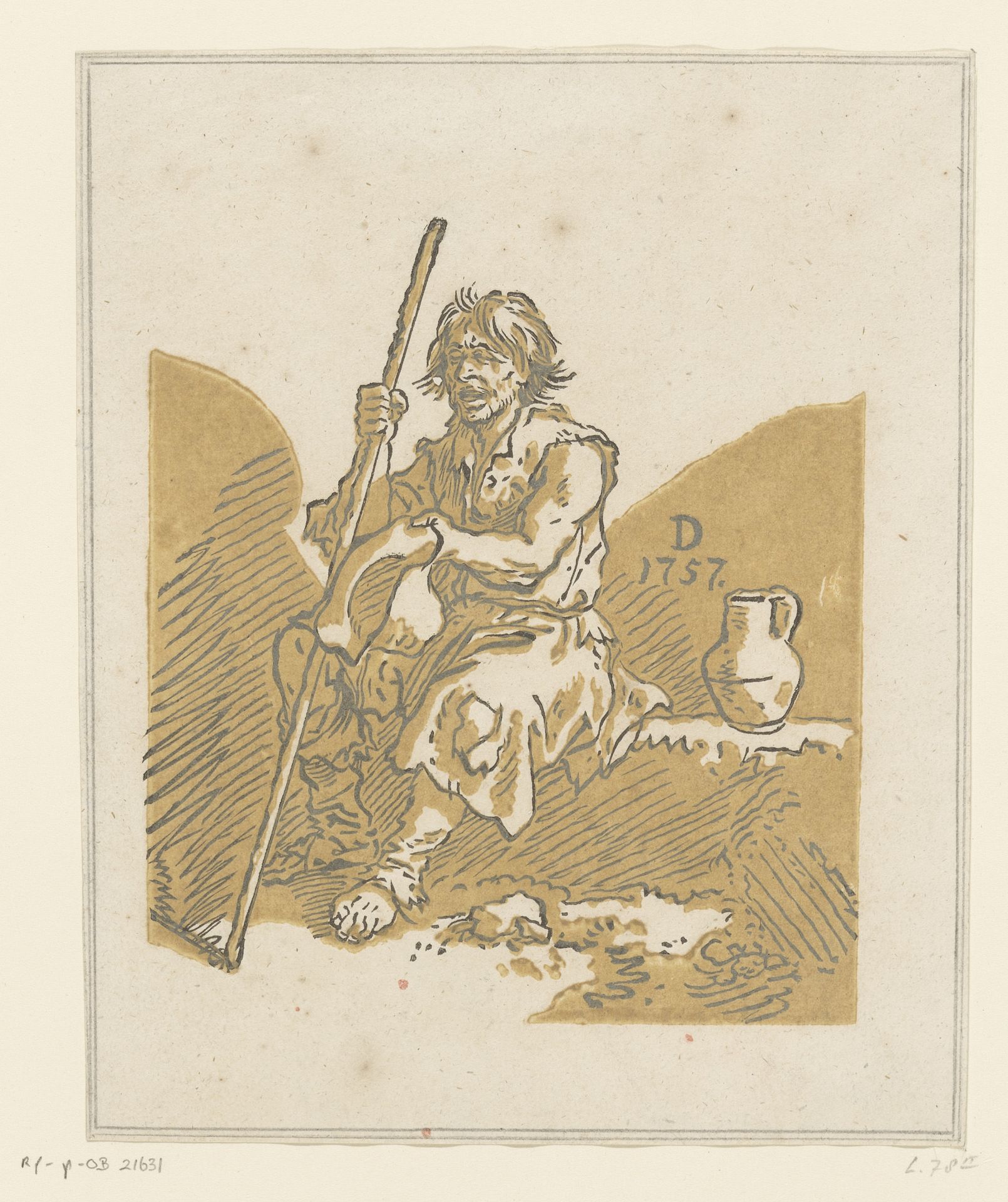 Blinde bedelaar by Christian Wilhelm Ernst Dietrich
