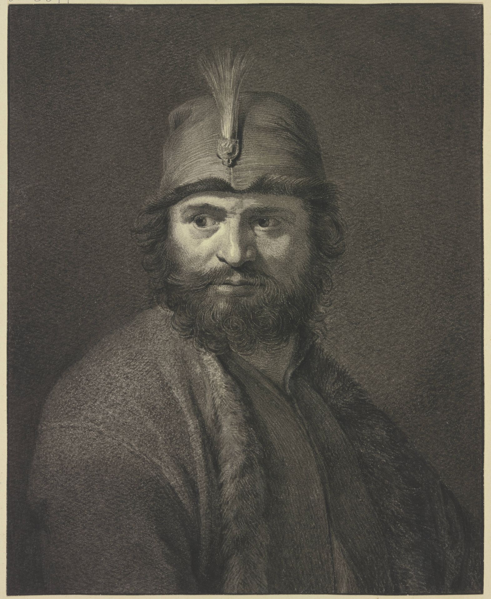 Porträt eines bärtigen Mannes in polnischer Kleidung by Johannes Pieter de Frey