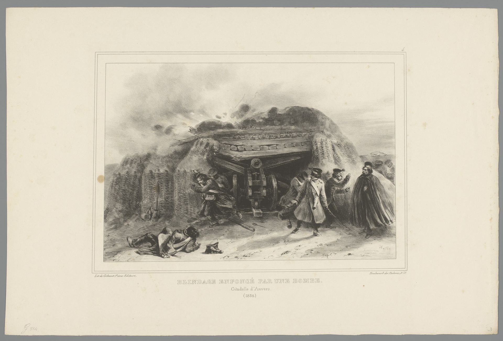Bominslag op een ingegraven kanon, 1832 by Auguste Raffet