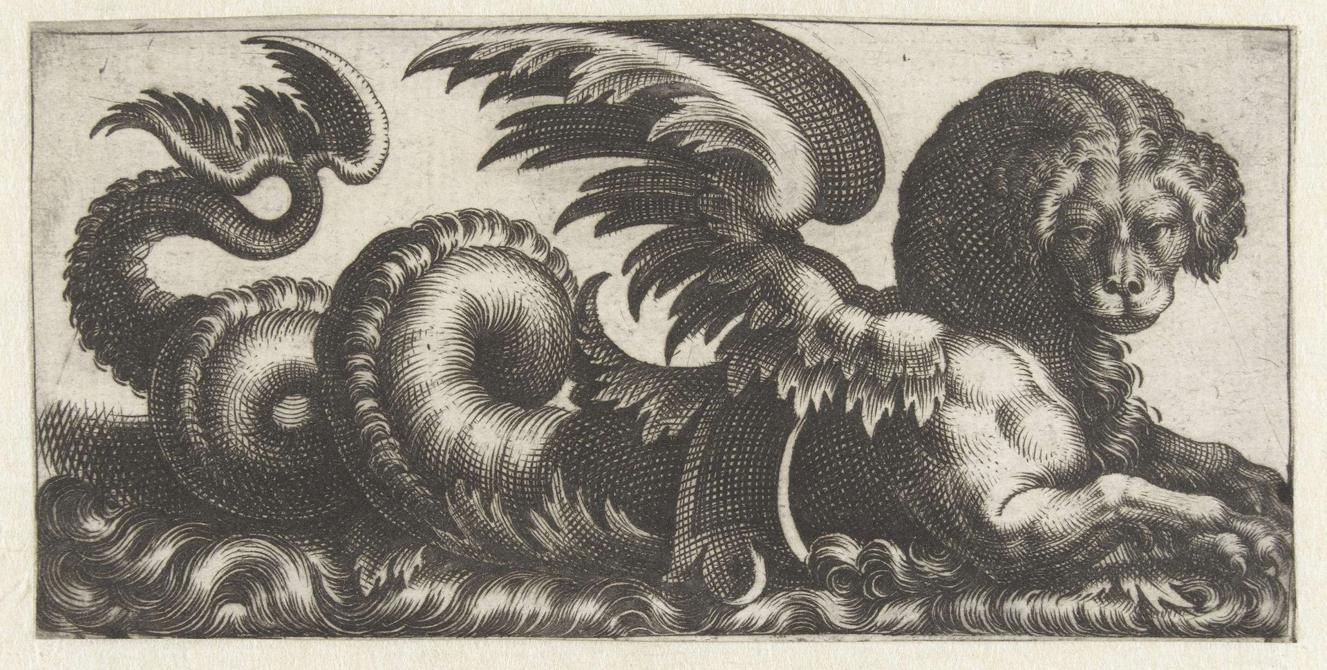 Gevleugelde zeehond met een soort zadel op zijn rug by Giovanni Andrea Maglioli